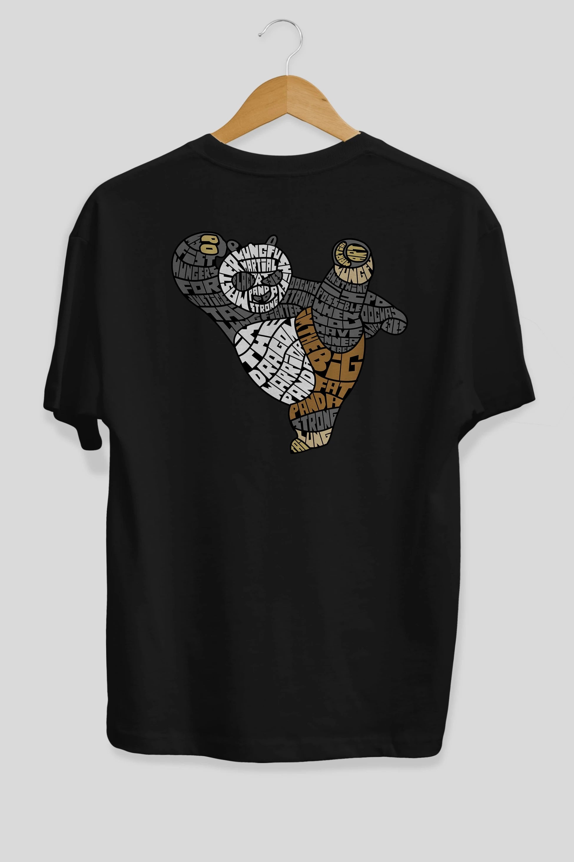 Warrior Panda Arka Baskılı Oversize t-shirt %100 pamuk Erkek Kadın Unisex