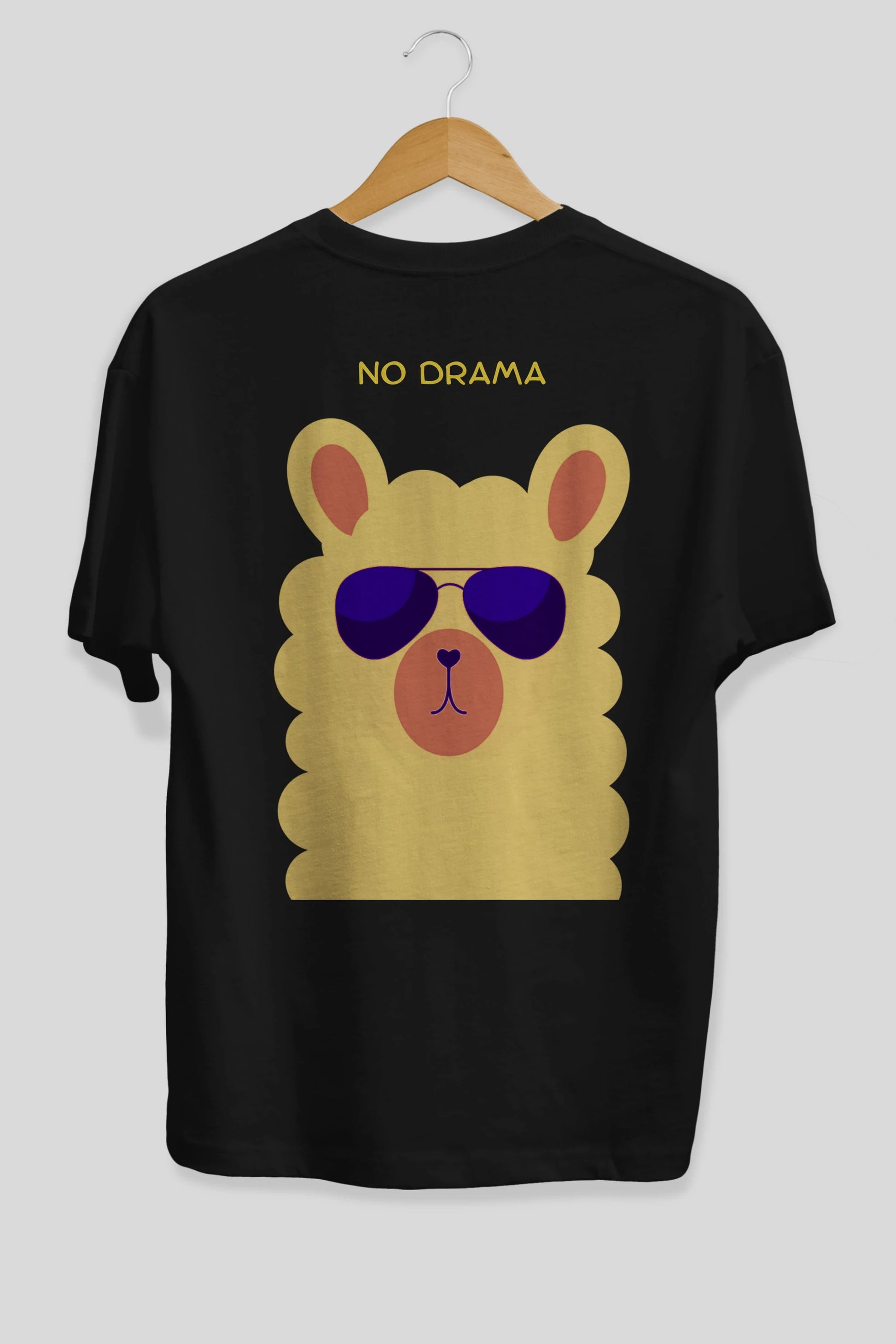 No Drama Yazılı Lama Arka Baskılı Oversize t-shirt Erkek Kadın Unisex
