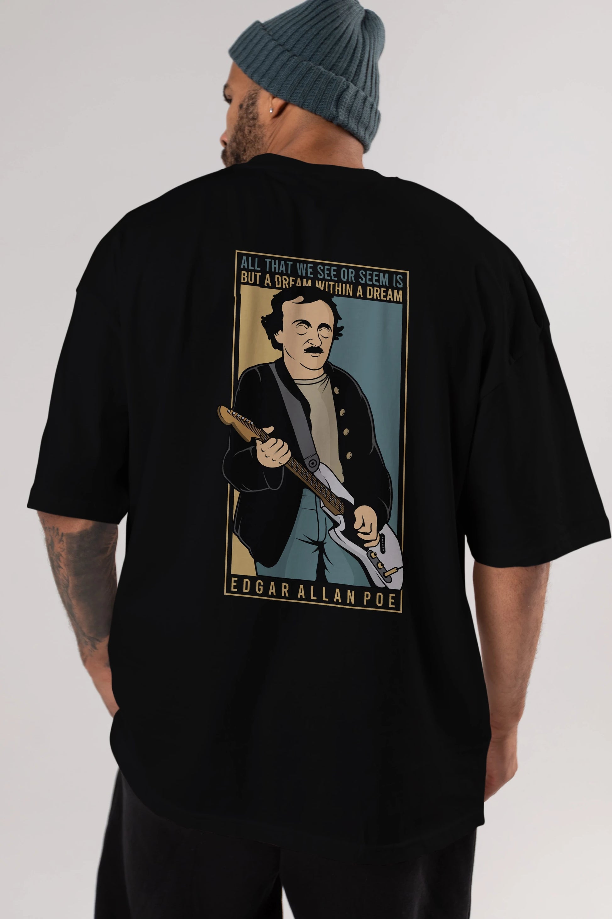 Edgar Alan Cobain Arka Baskılı Oversize t-shirt Erkek Kadın Unisex %100 Pamuk tişort