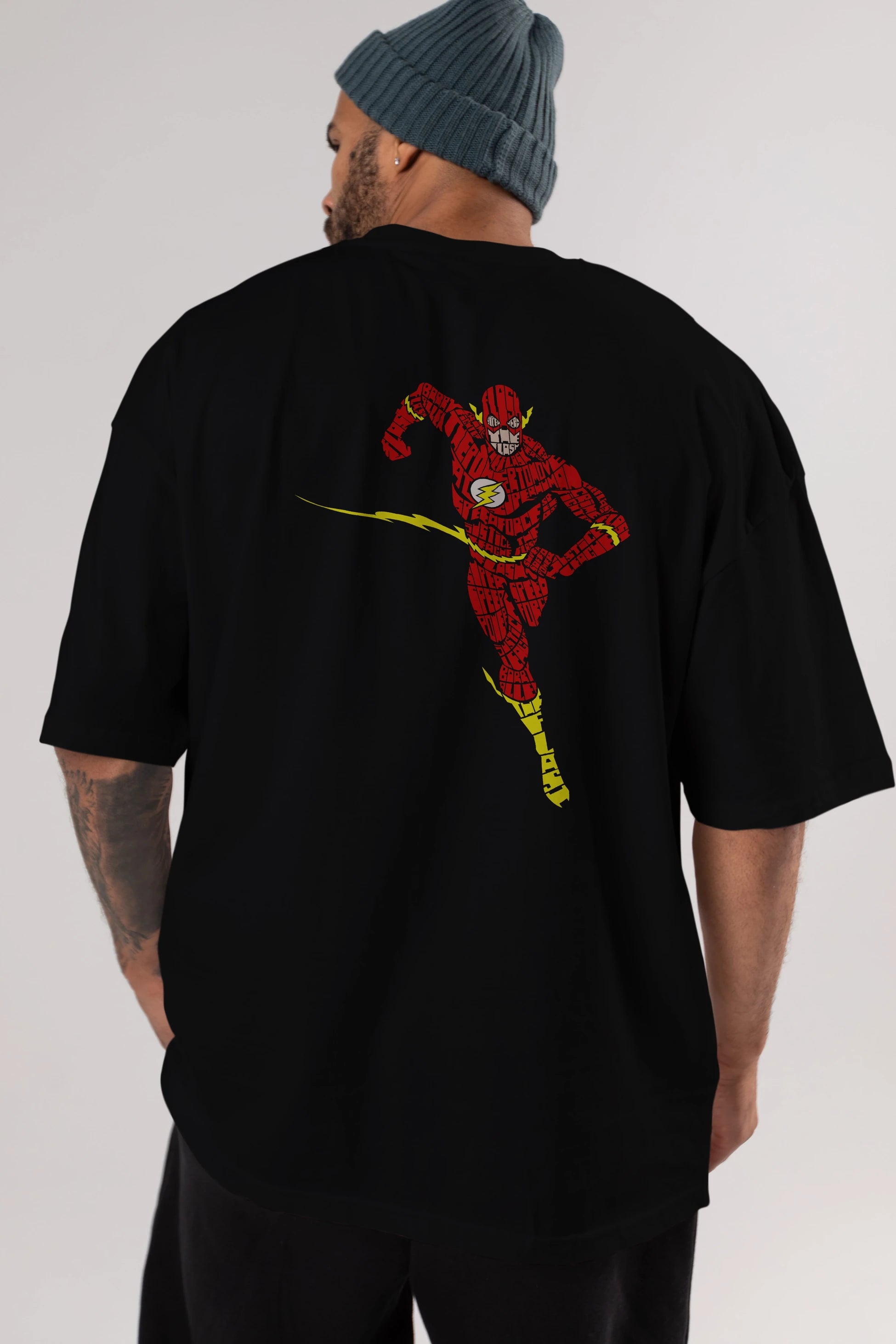 The Flash Arka Baskılı Oversize t-shirt %100 pamuk Erkek Kadın Unisex