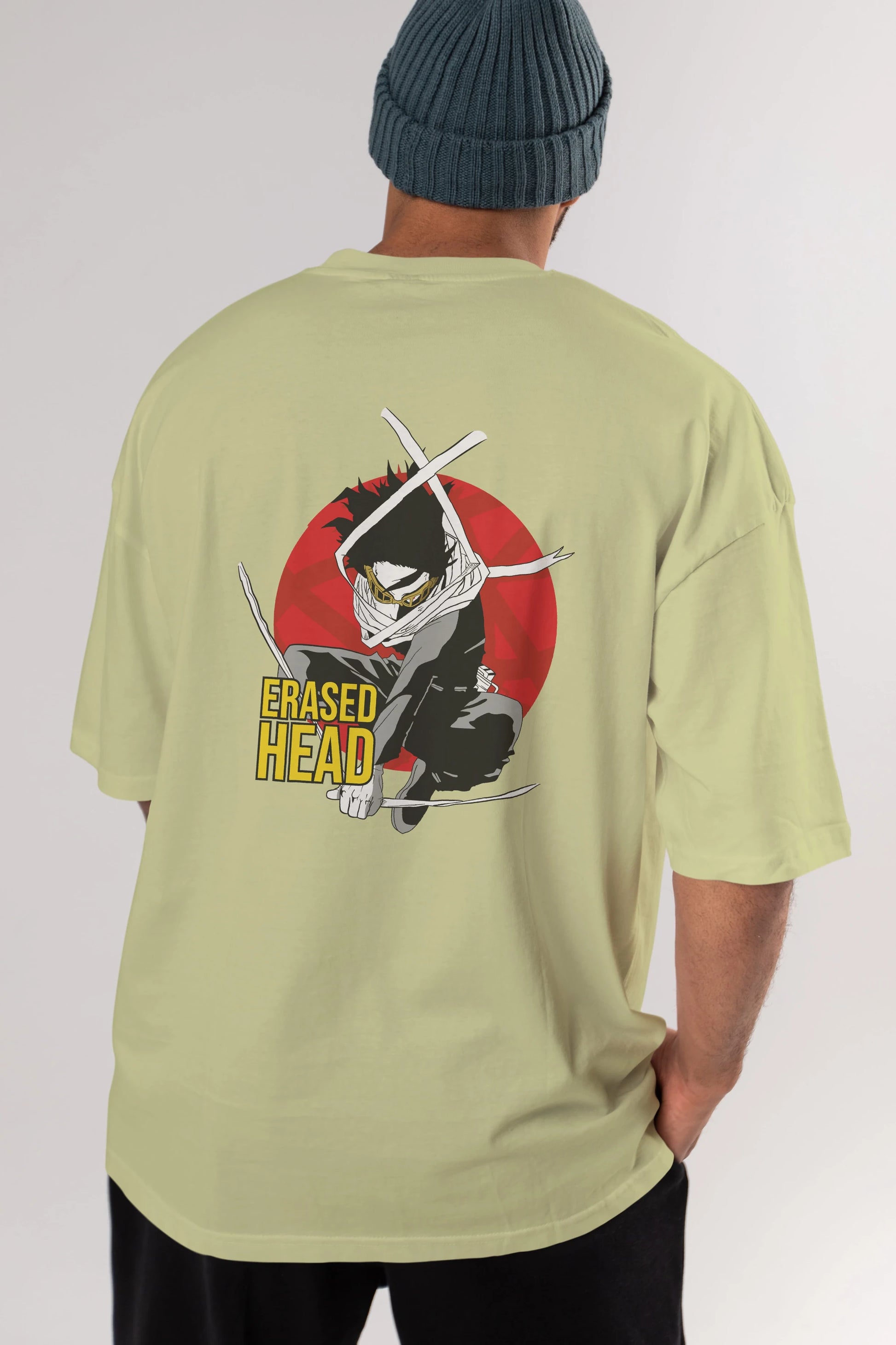 Erased Head Anime Arka Baskılı Oversize t-shirt Erkek Kadın Unisex