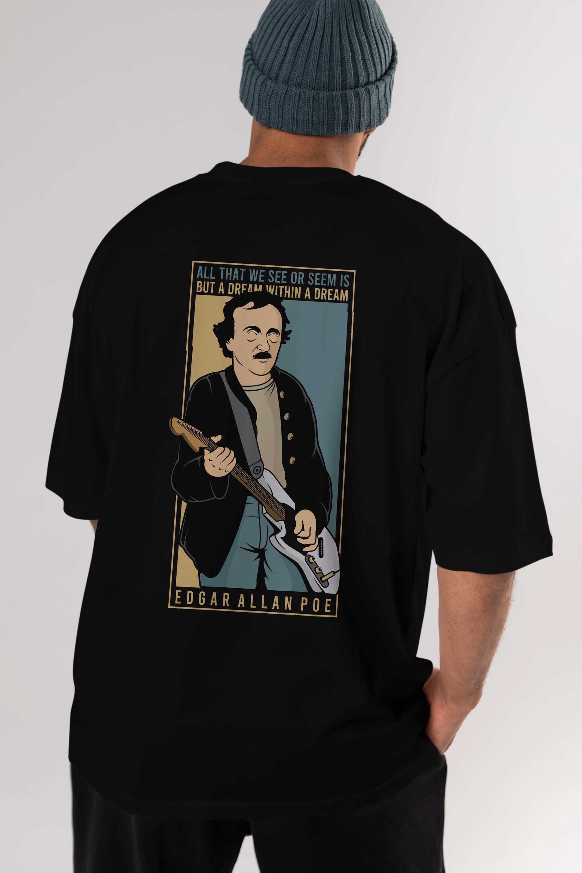 Edgar Alan Cobain Arka Baskılı Oversize t-shirt Erkek Kadın Unisex %100 Pamuk tişort