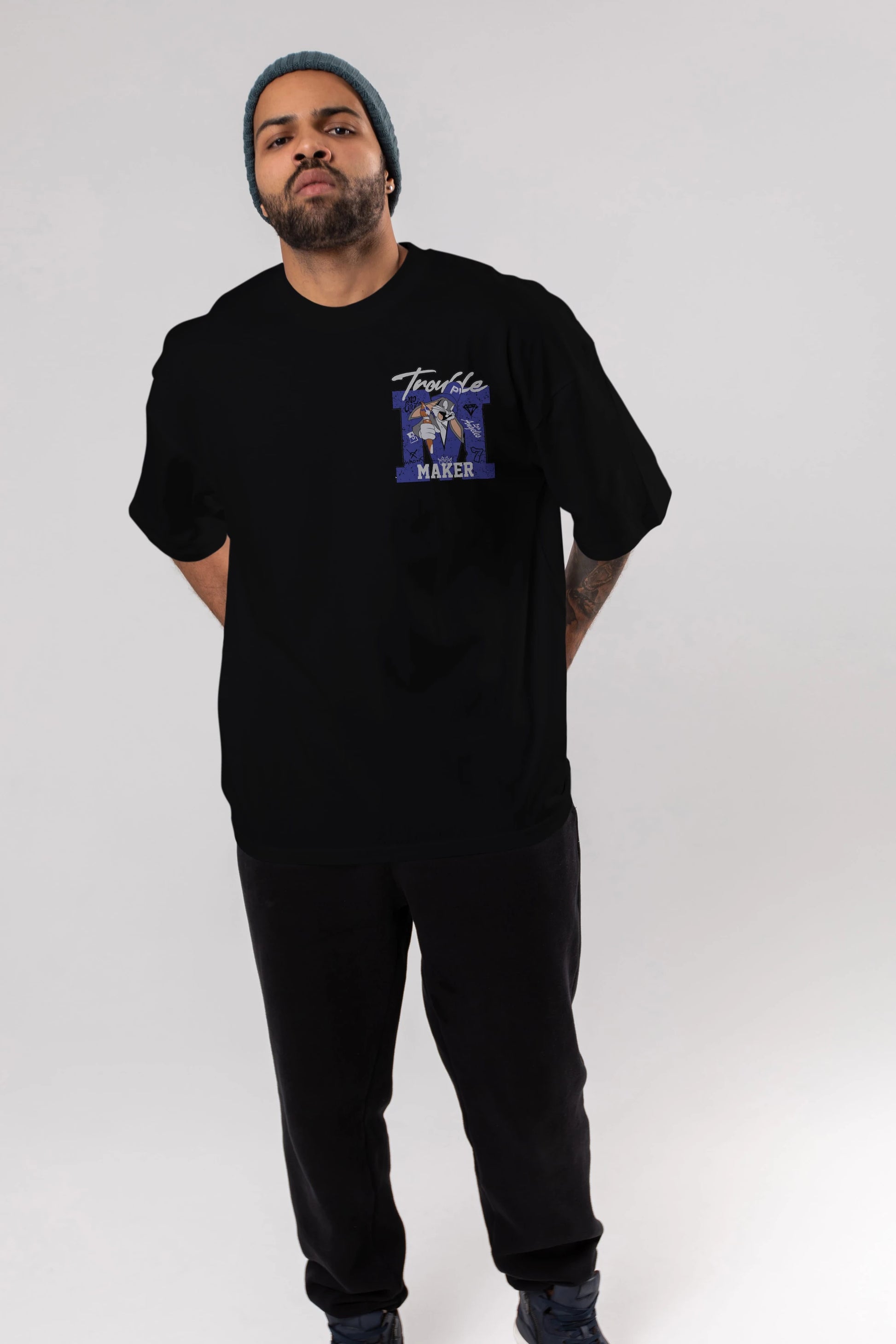Bugs Bunny Ön Sol Baskılı Oversize t-shirt Erkek Kadın Unisex %100 Pamuk Bisiklet Yaka tişort