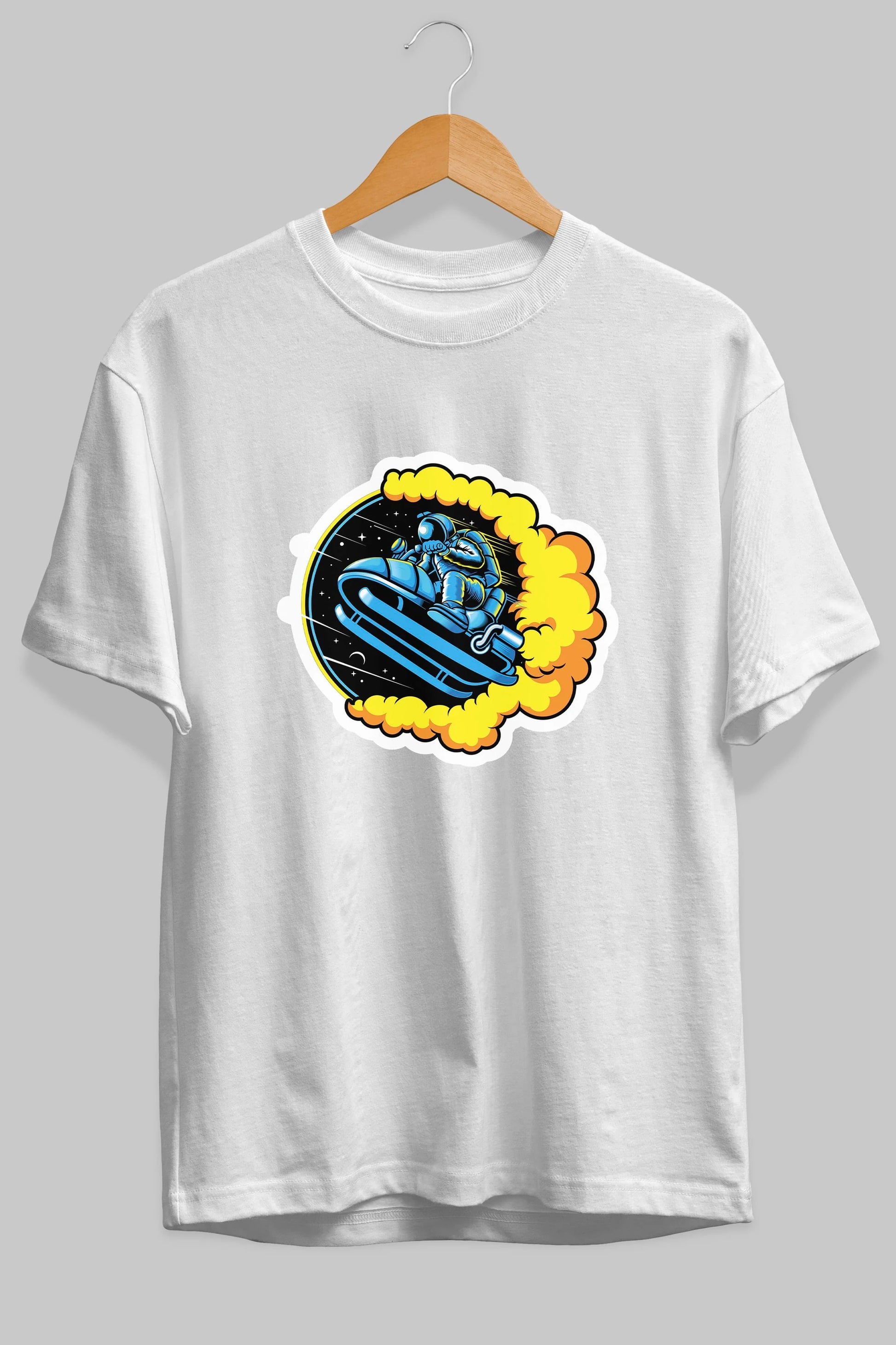 Astrojump with Snowmobile Sticker Ön Baskılı Oversize t-shirt Erkek Kadın Unisex