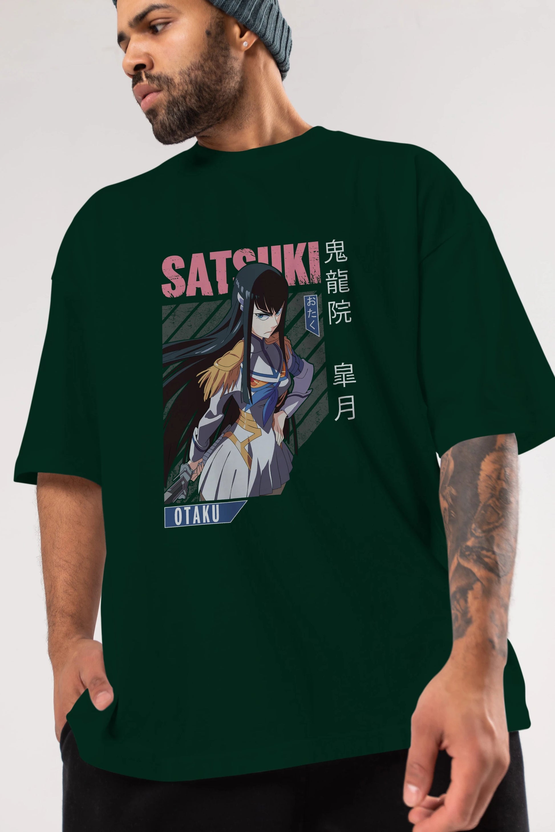 Satsuki Kiryuuin 8 Anime Ön Baskılı Oversize t-shirt %100 pamuk Erkek Kadın Unisex