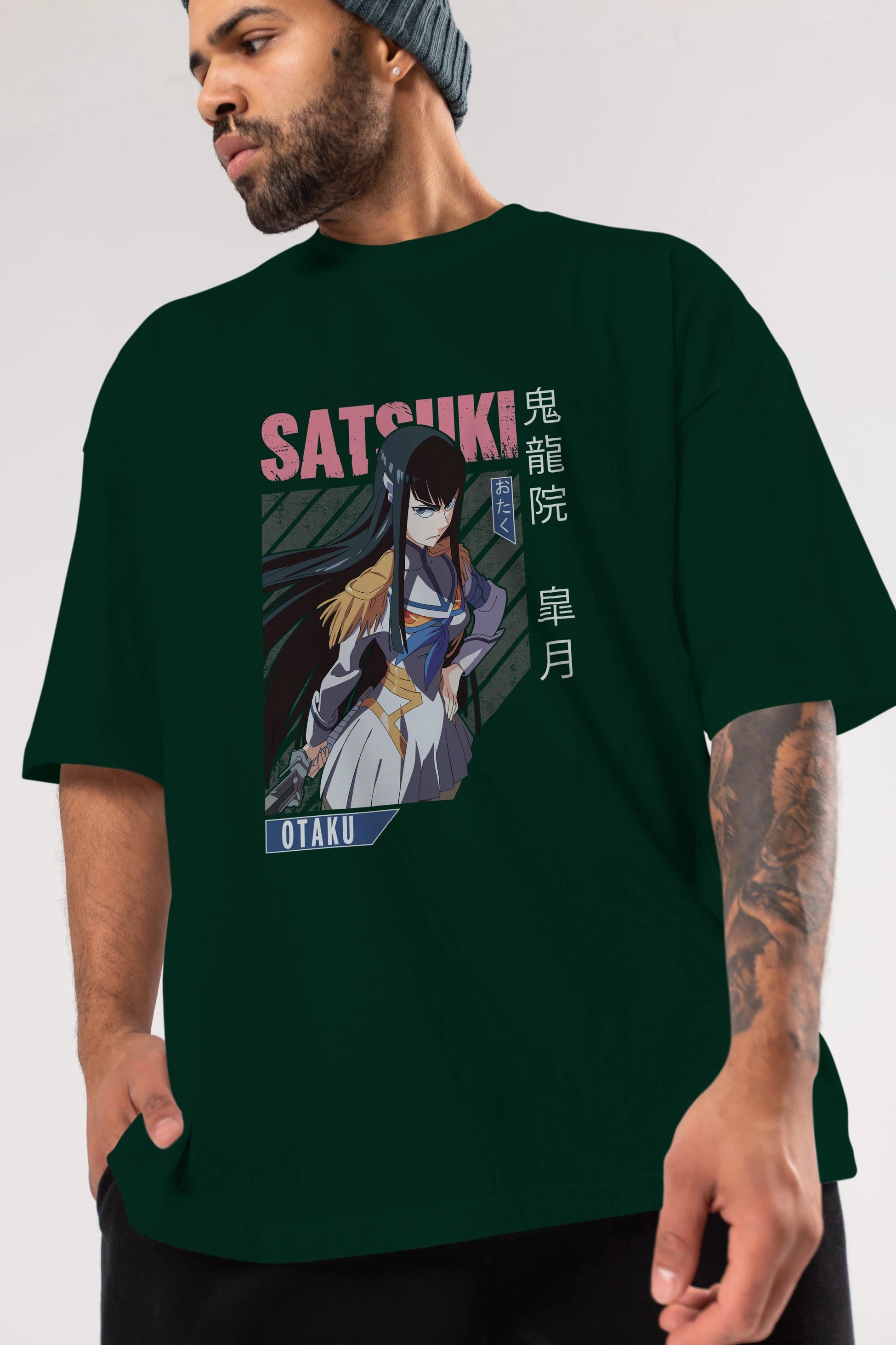 Satsuki Kiryuuin 8 Anime Ön Baskılı Oversize t-shirt %100 pamuk Erkek Kadın Unisex