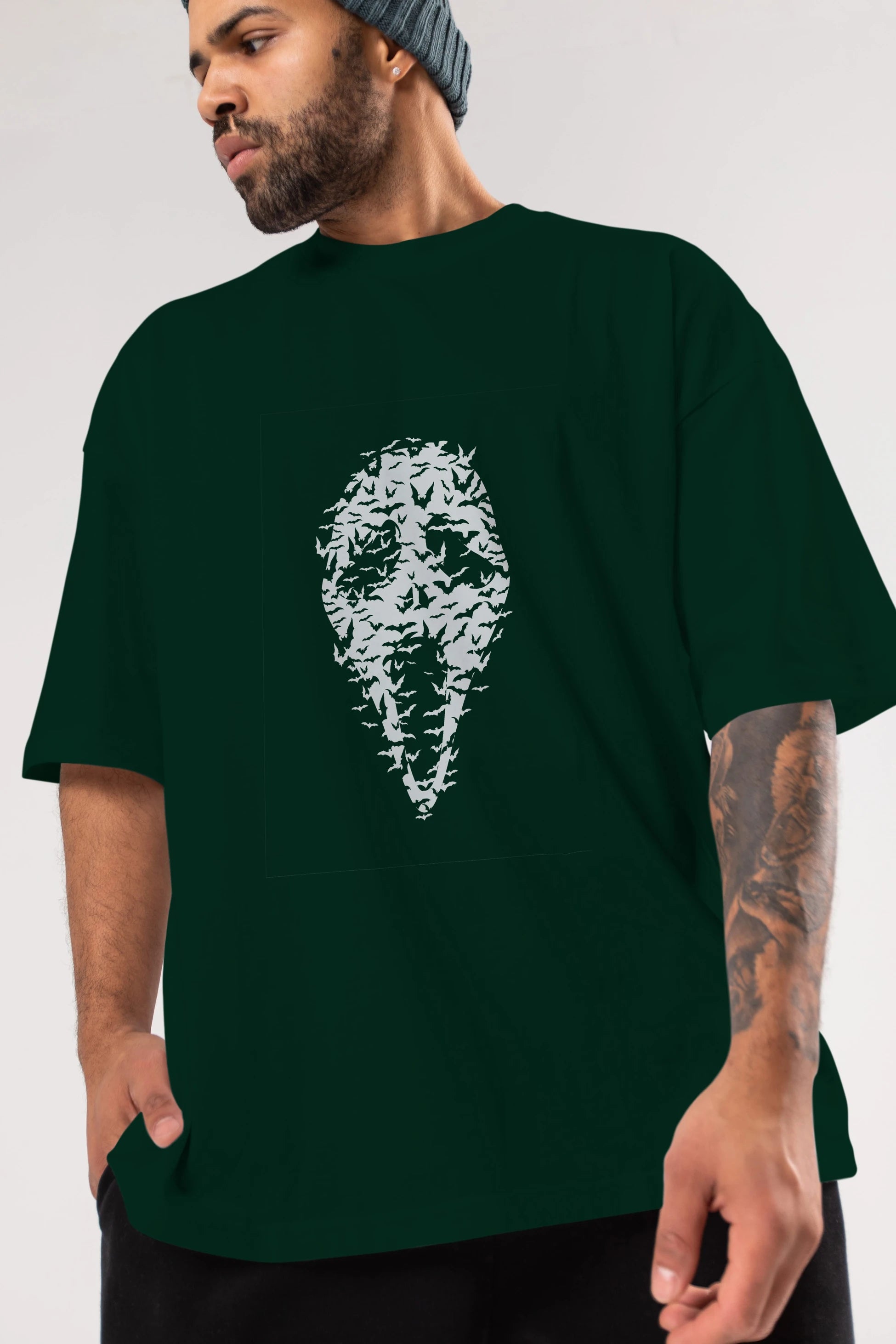 Ghost Face Bats Ön Baskılı Oversize t-shirt %100 pamuk Erkek Kadın Unisex