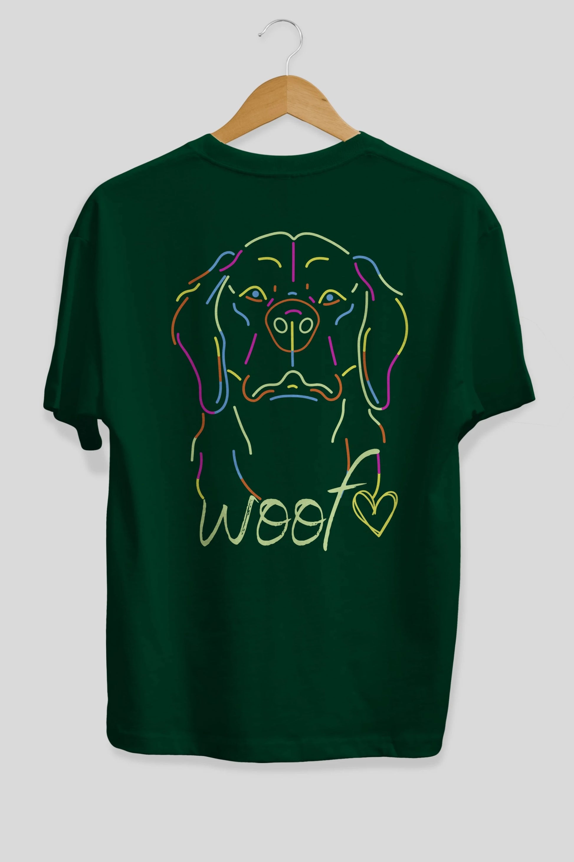 Neon Dog Arka Baskılı Oversize t-shirt Erkek Kadın Unisex