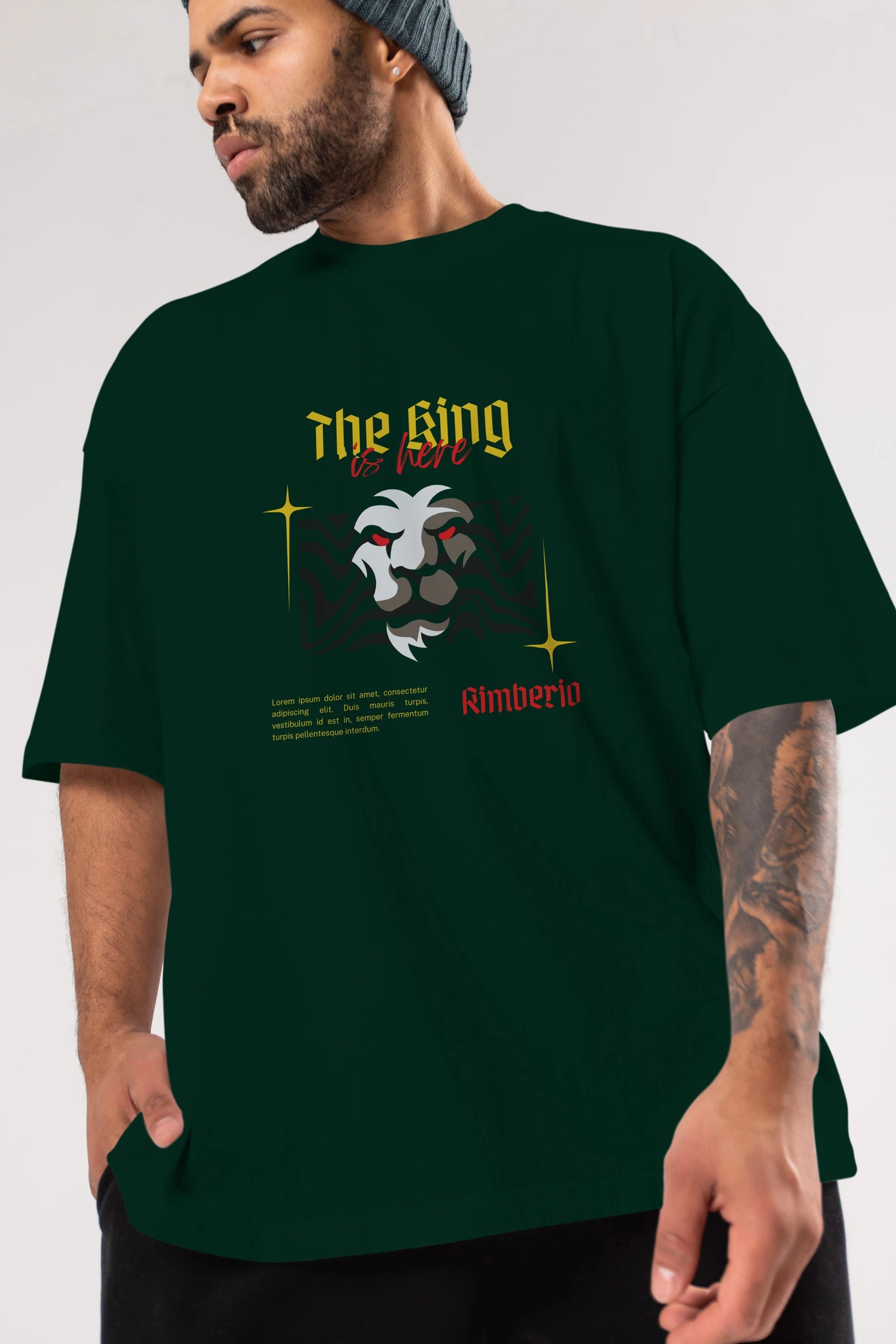 The King is Here Yazılı Ön Baskılı Oversize t-shirt Erkek Kadın Unisex