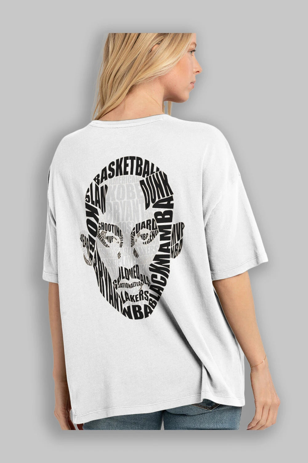 Kobe Bryan Calligram Arka Baskılı Oversize t-shirt %100 pamuk Erkek Kadın Unisex
