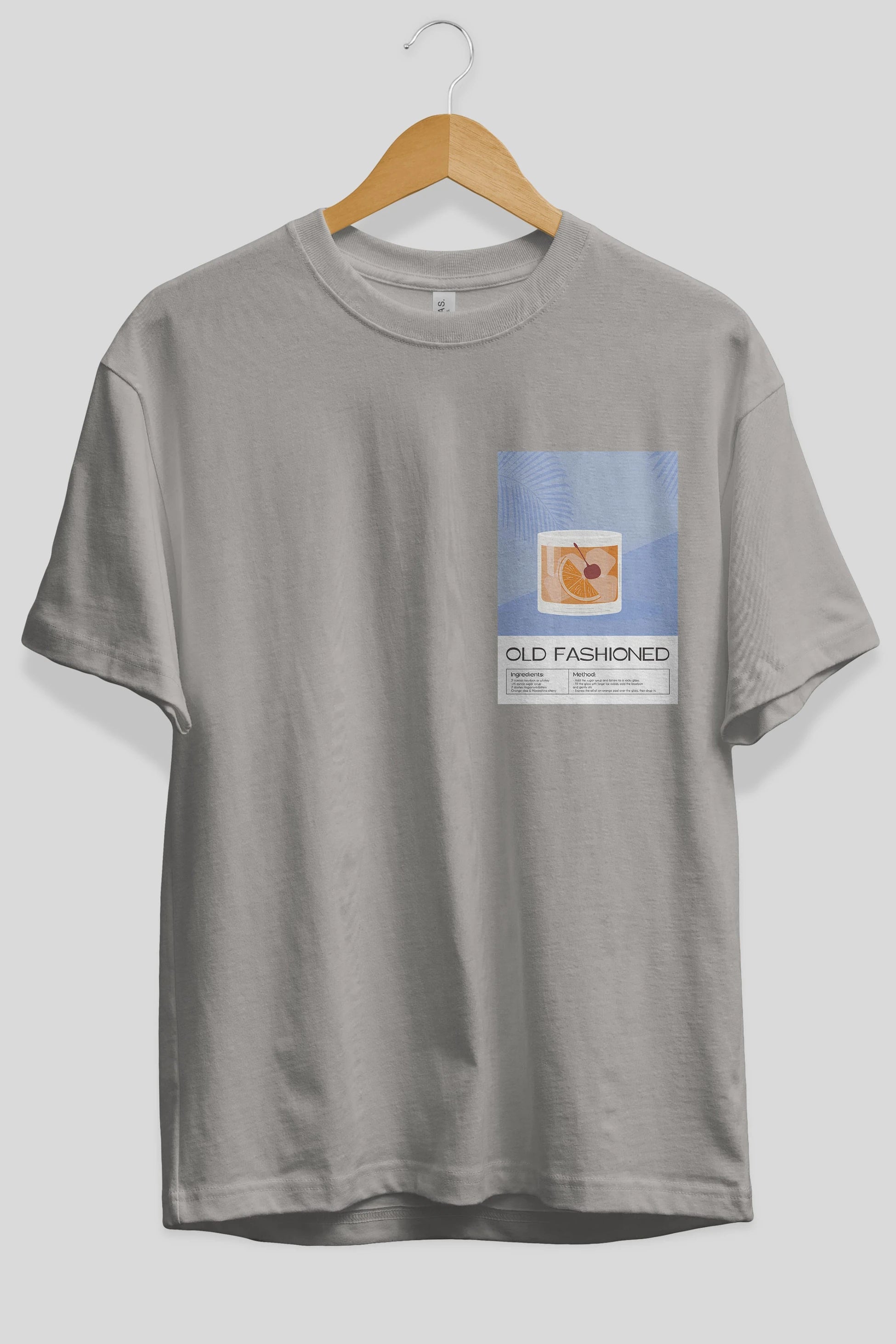 Old Fashioned 3 Ön Sol Baskılı Oversize t-shirt Erkek Kadın Unisex %100 Pamuk Bisiklet Yaka tişort