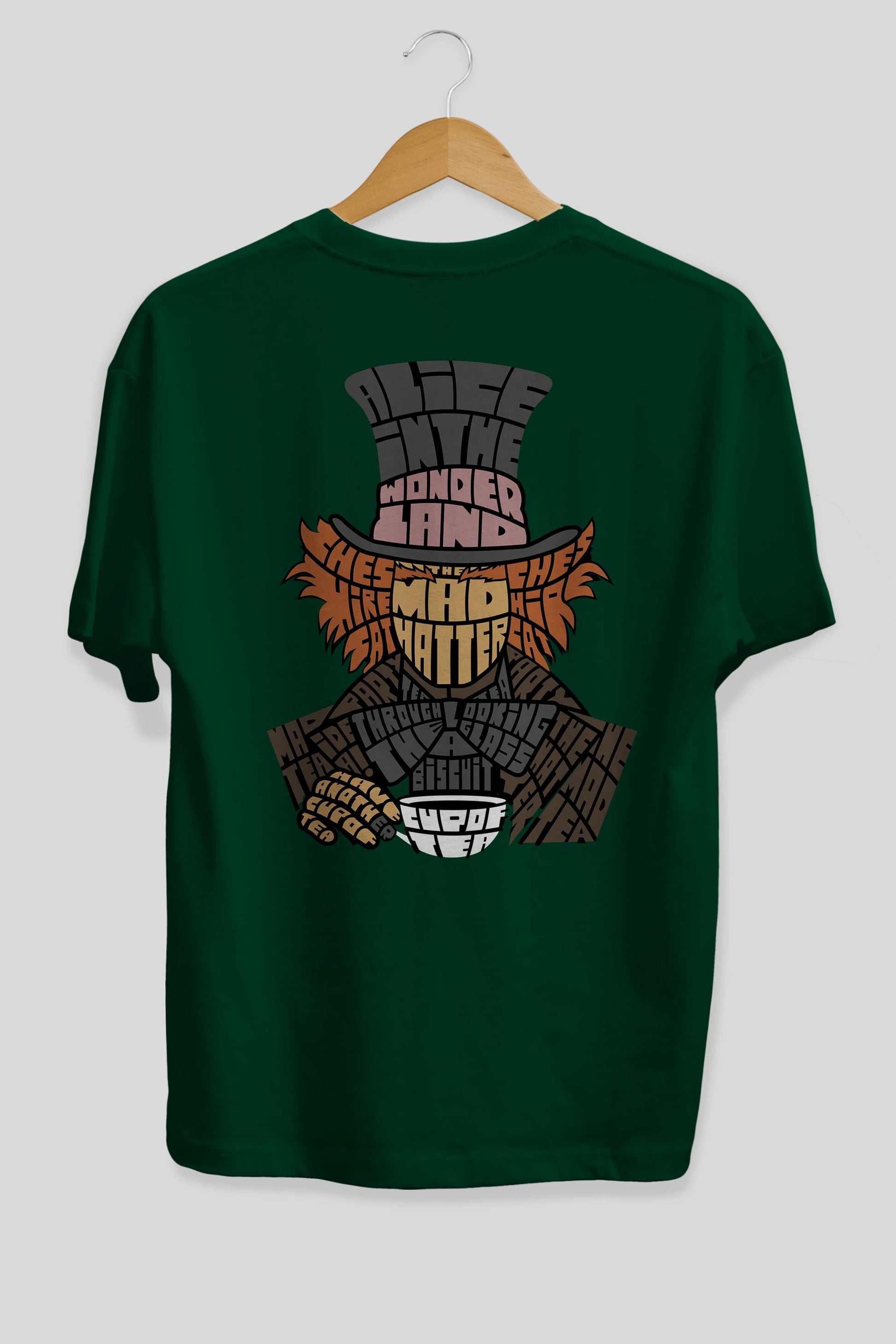 Madhatter Arka Baskılı Oversize t-shirt %100 pamuk Erkek Kadın Unisex