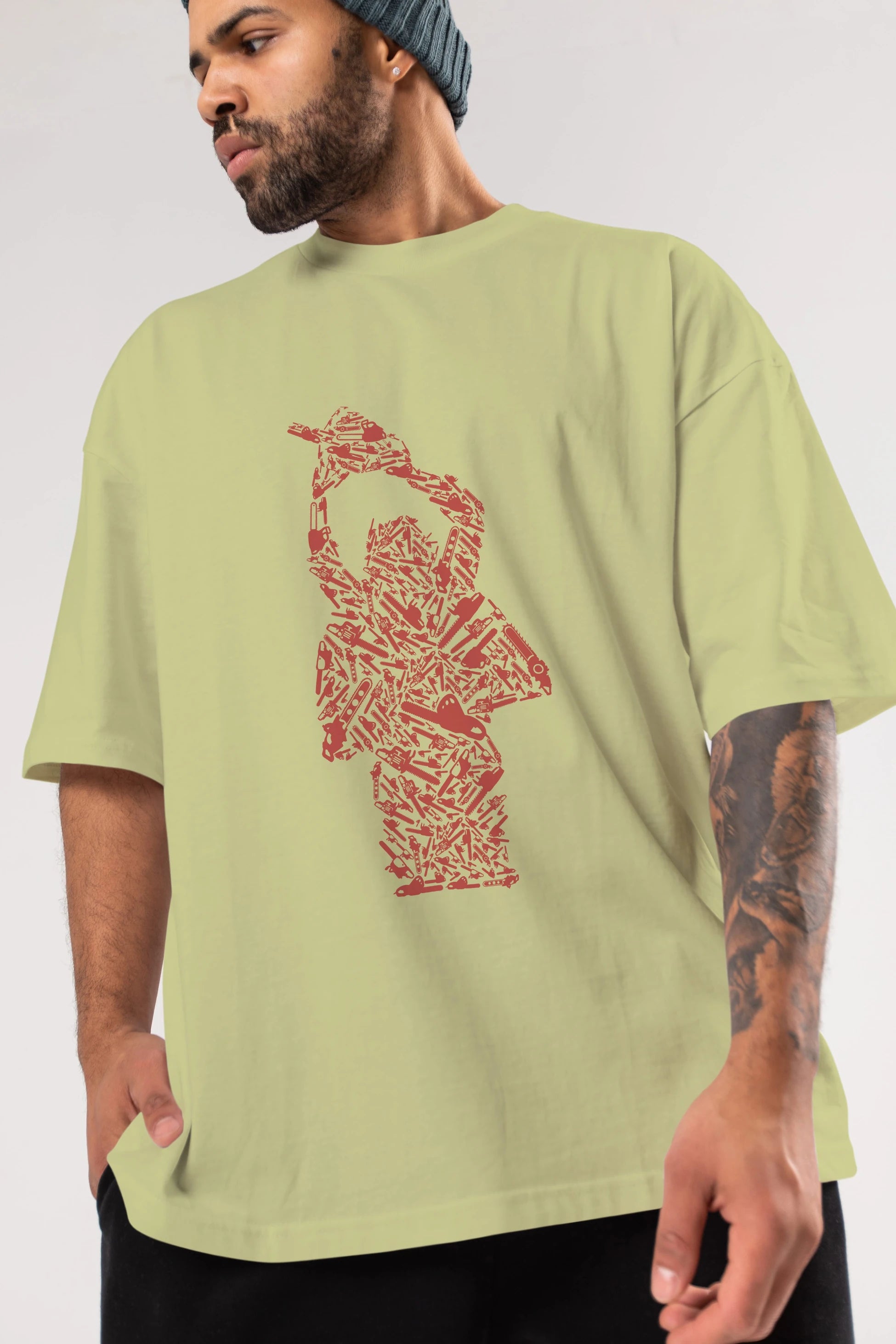 Chainsaw Ön Baskılı Oversize t-shirt %100 pamuk Erkek Kadın Unisex