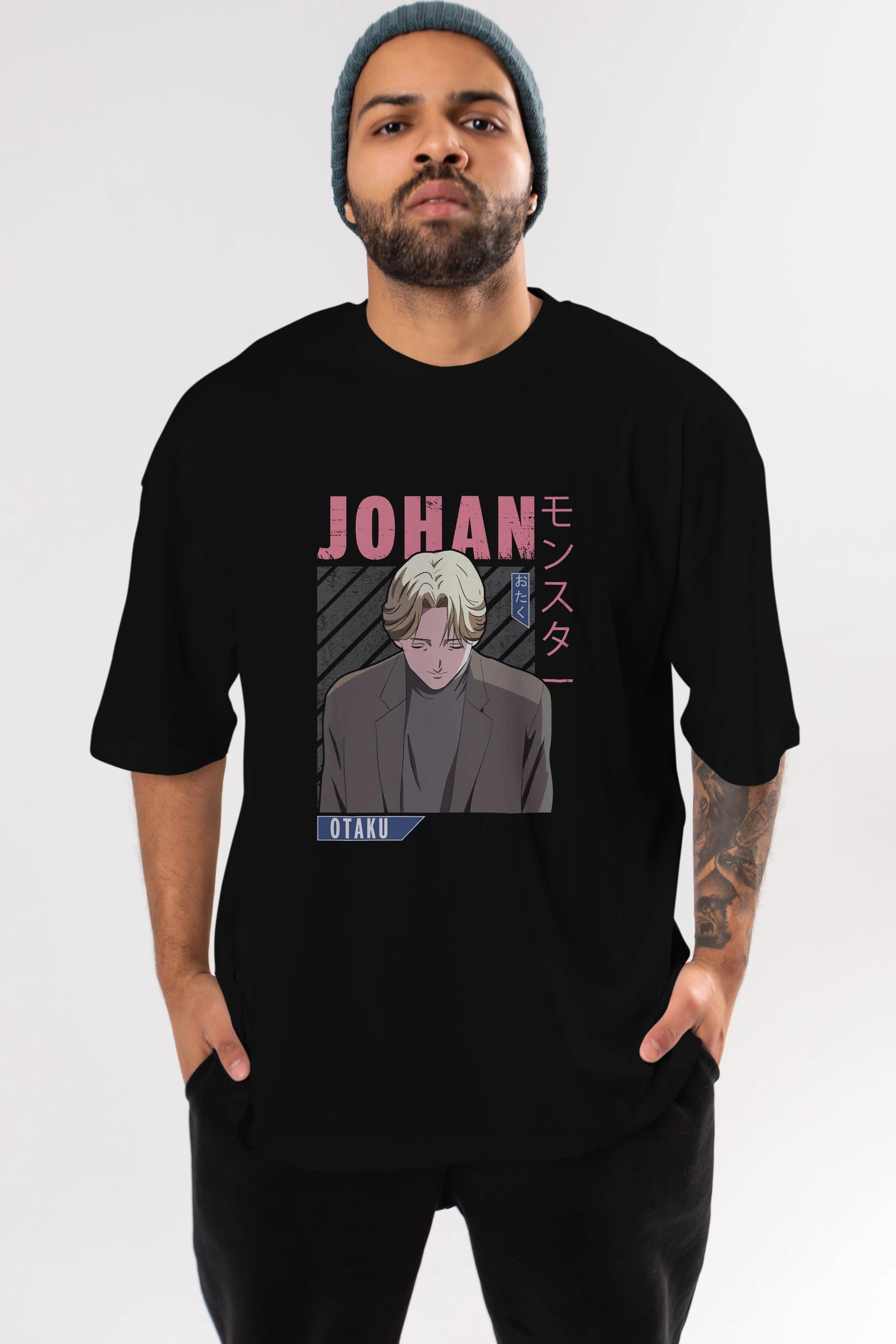 Johan Liebert MONSTER Anime Ön Baskılı Oversize t-shirt %100 pamuk Erkek Kadın Unisex