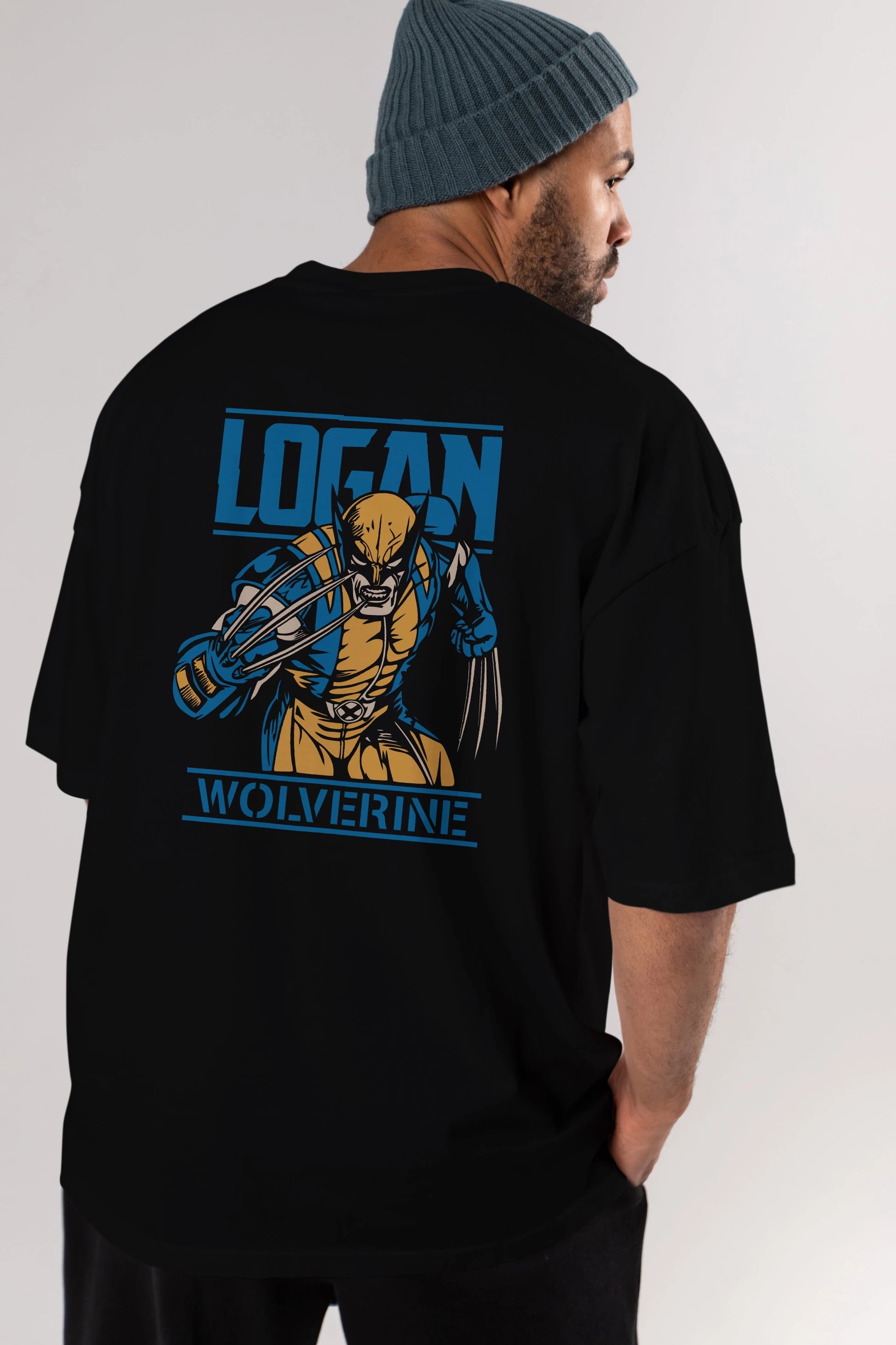Wolverine Logan Arka Baskılı Oversize t-shirt Erkek Kadın Unisex %100 Pamuk Bisiklet Yaka tişort