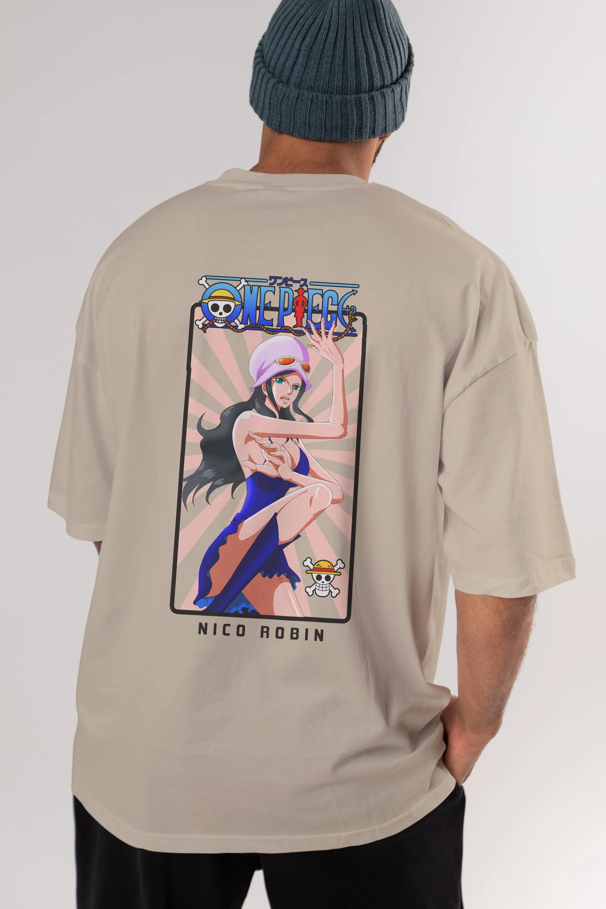 Nico Robin Anime Arka Baskılı Oversize t-shirt Erkek Kadın Unisex %100 pamuk tişort