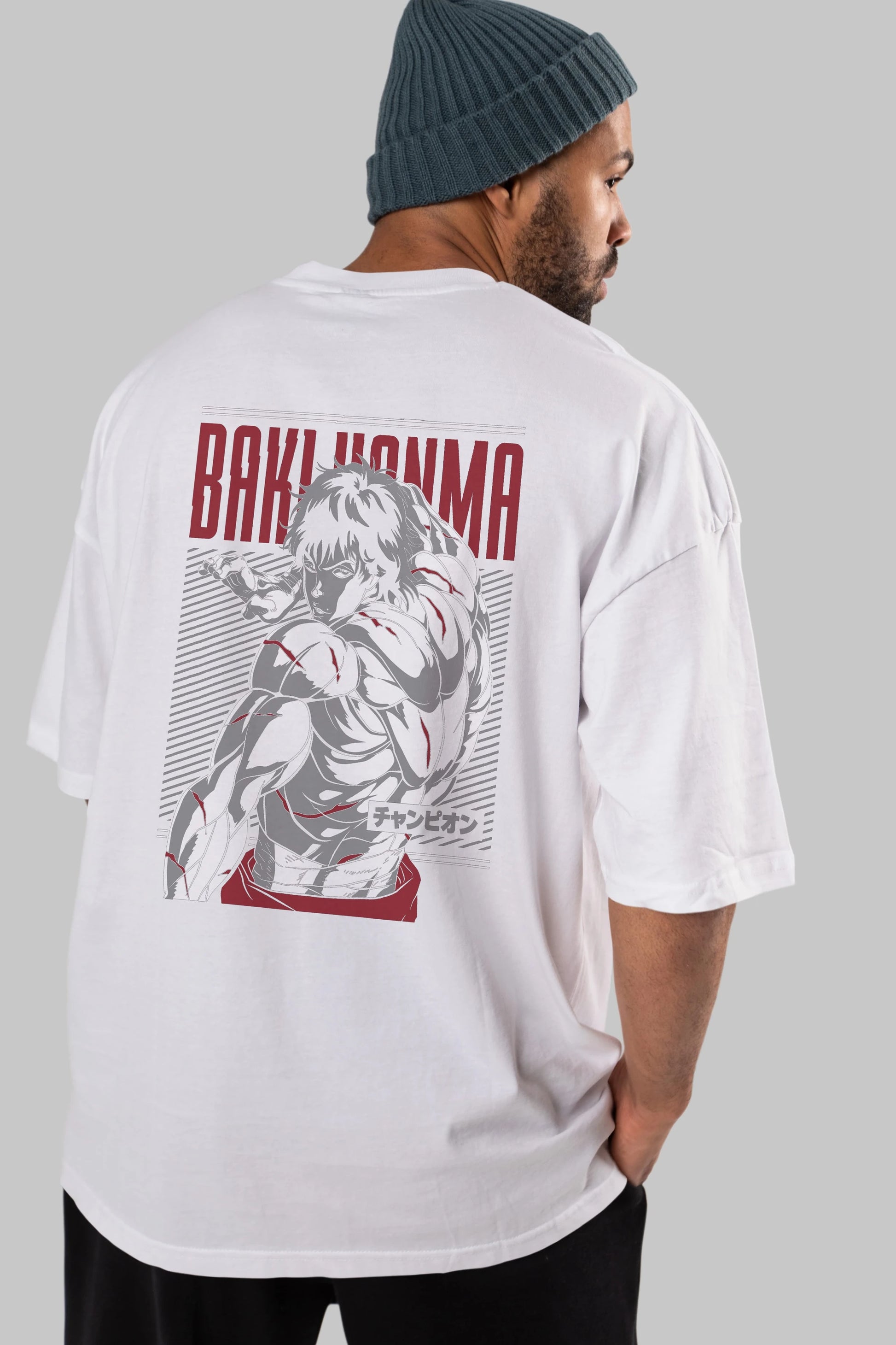 BAKI HANMA Anime Arka Baskılı Oversize t-shirt Erkek Kadın Unisex