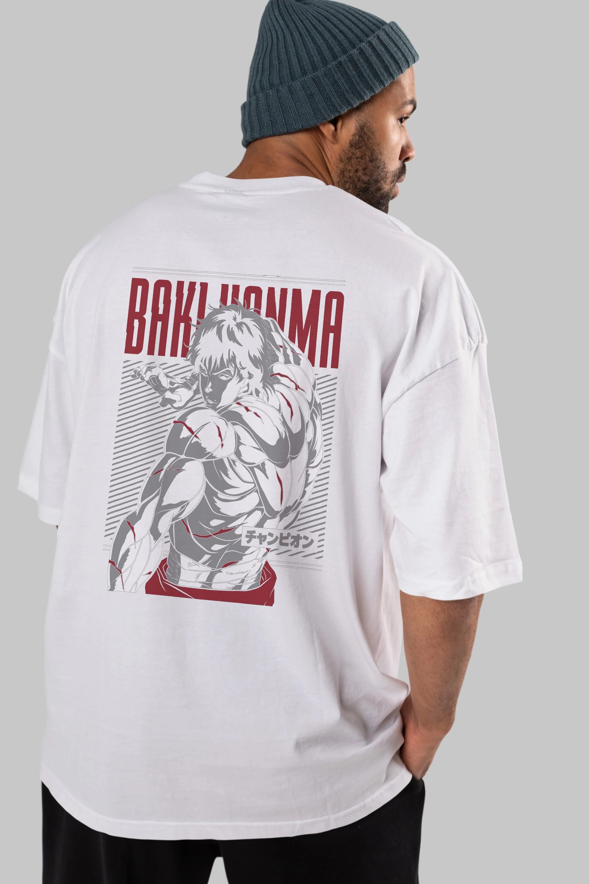 BAKI HANMA Anime Arka Baskılı Oversize t-shirt Erkek Kadın Unisex