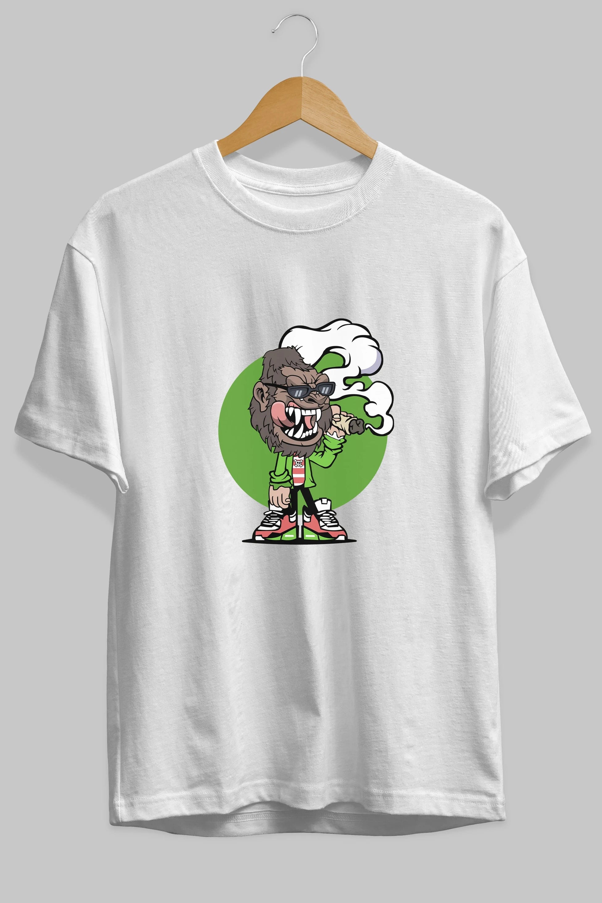 Gorilla Smoker Ön Baskılı Oversize t-shirt Erkek Kadın Unisex %100 Pamuk tişort