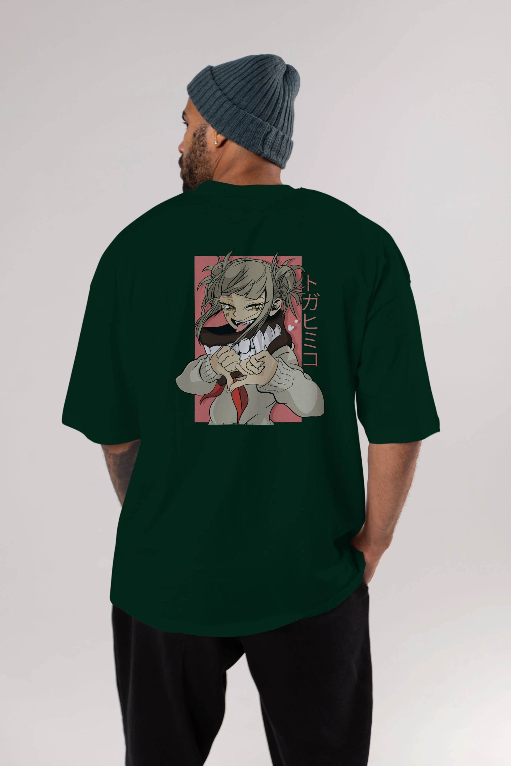 Himiko Toga Anime Arka Baskılı Oversize t-shirt Erkek Kadın Unisex
