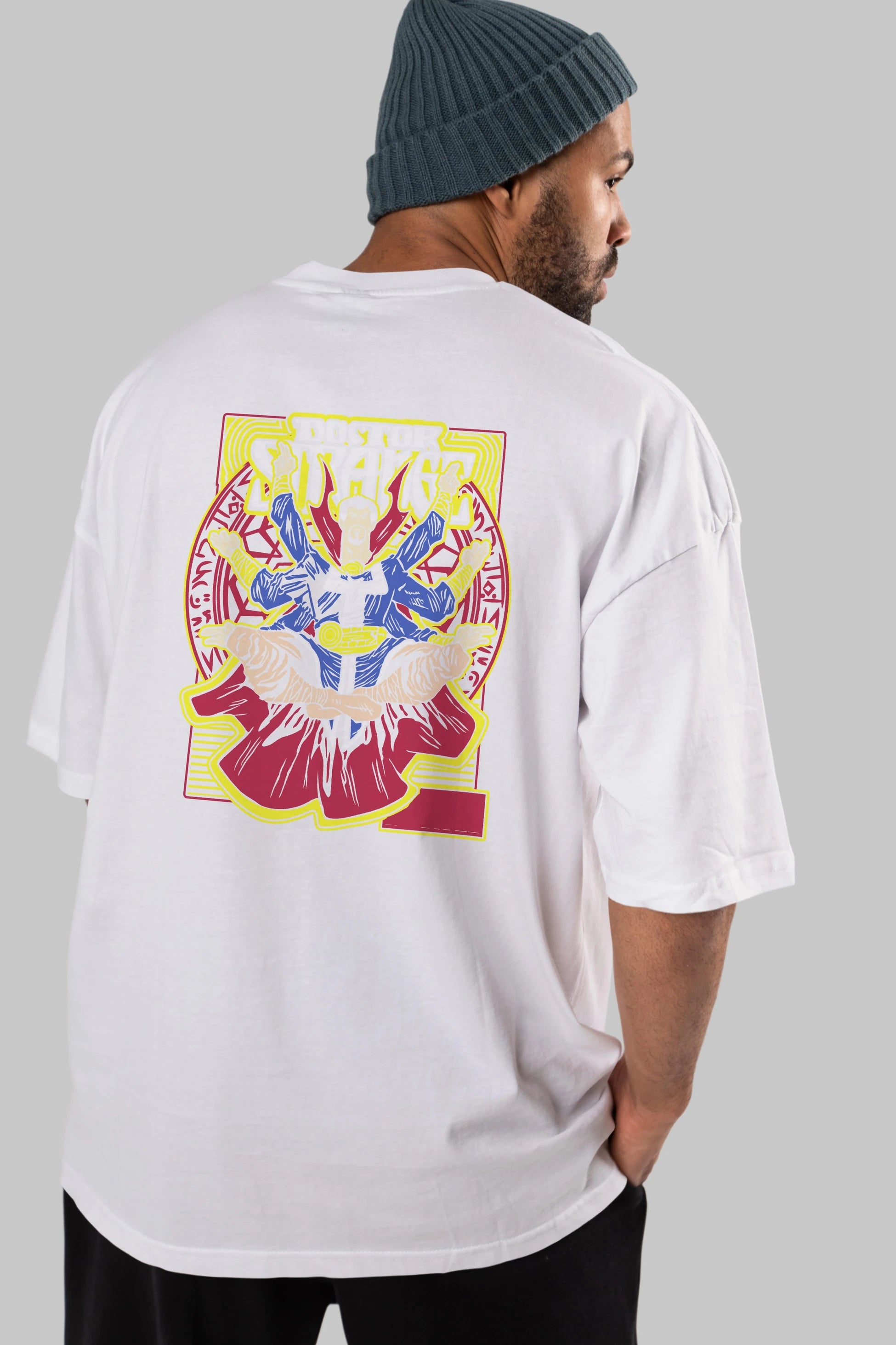 Doctor Strange (1) Arka Baskılı Oversize t-shirt Erkek Kadın Unisex %100 Pamuk Bisiklet Yaka tişort