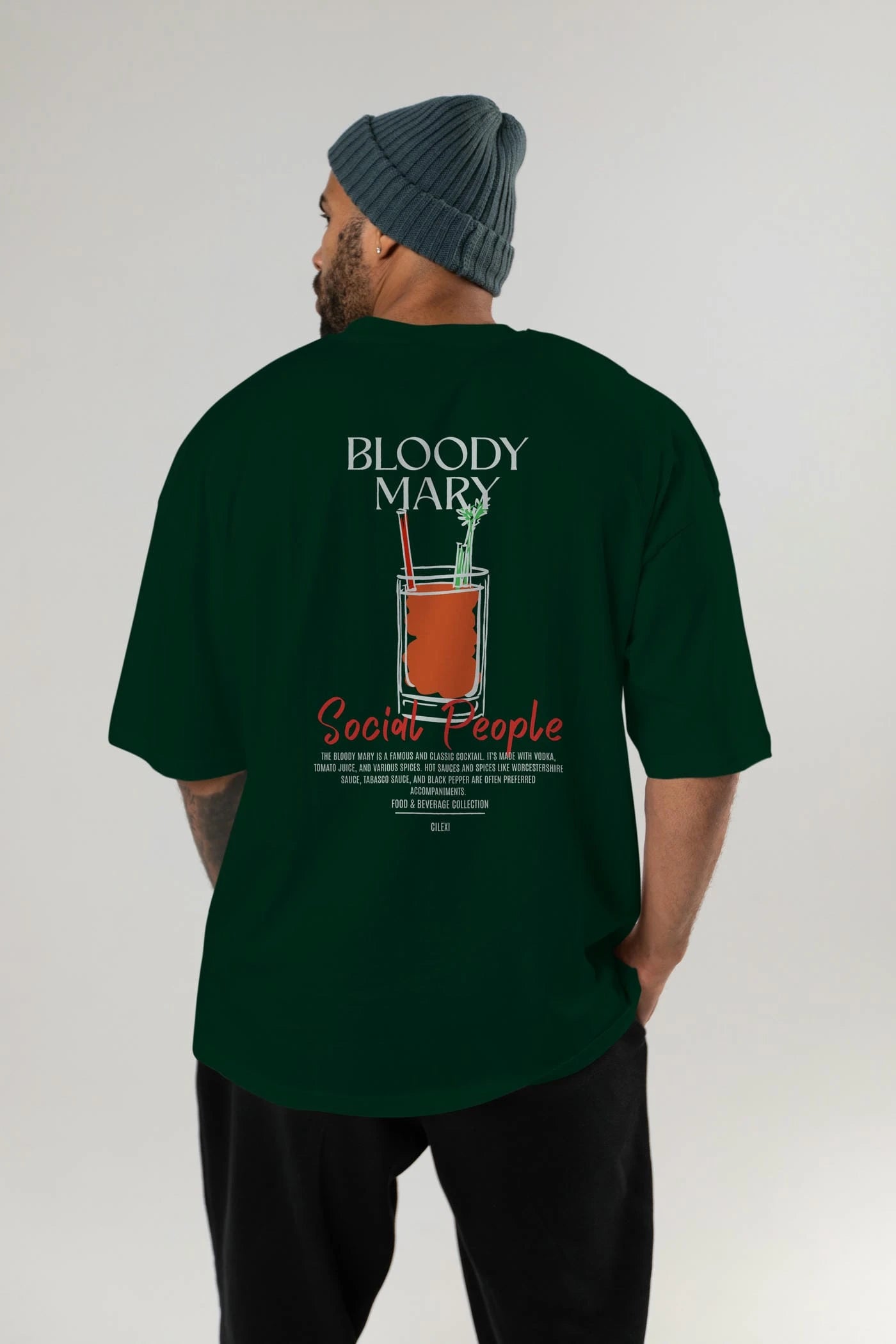 Bloody Mary Kokteyl Serisi Baskılı Oversize t-shirt Erkek Kadın Unisex %100 Pamuk Bisiklet Yaka tişort