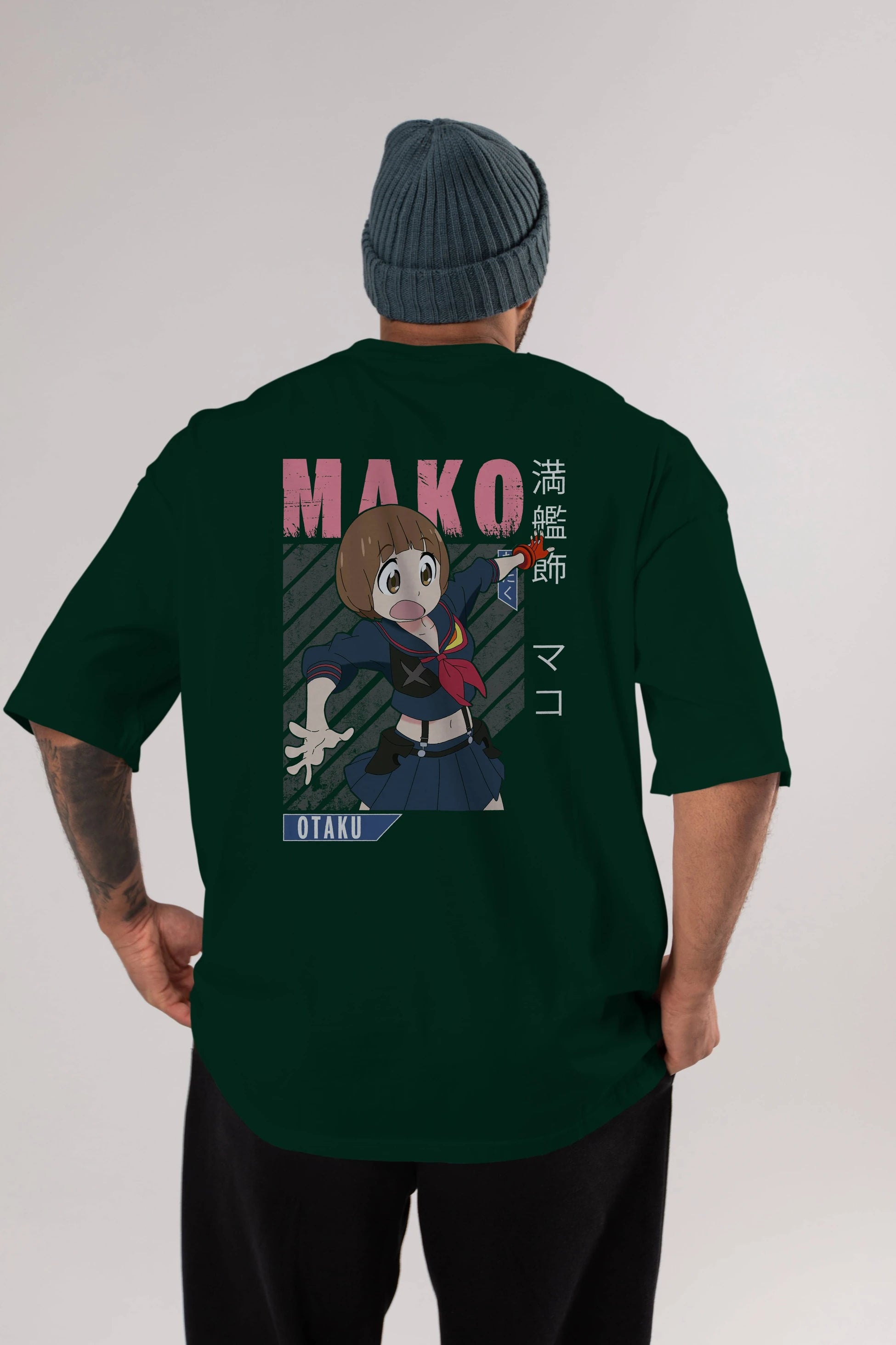 Mako Mankanshoku 2 Anime Arka Baskılı Oversize t-shirt Erkek Kadın Unisex
