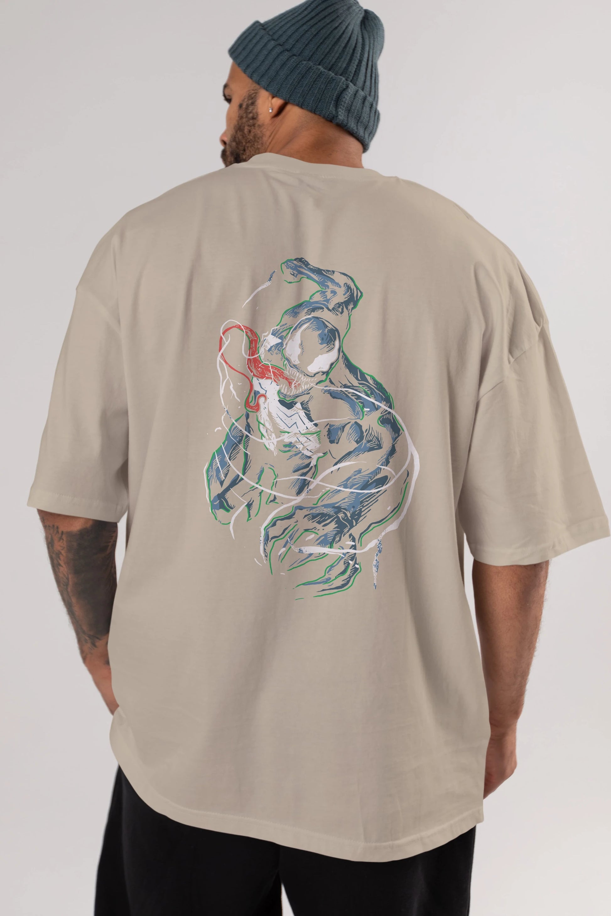 Venom (5) Arka Baskılı Oversize t-shirt Erkek Kadın Unisex %100 Pamuk Bisiklet Yaka tişort