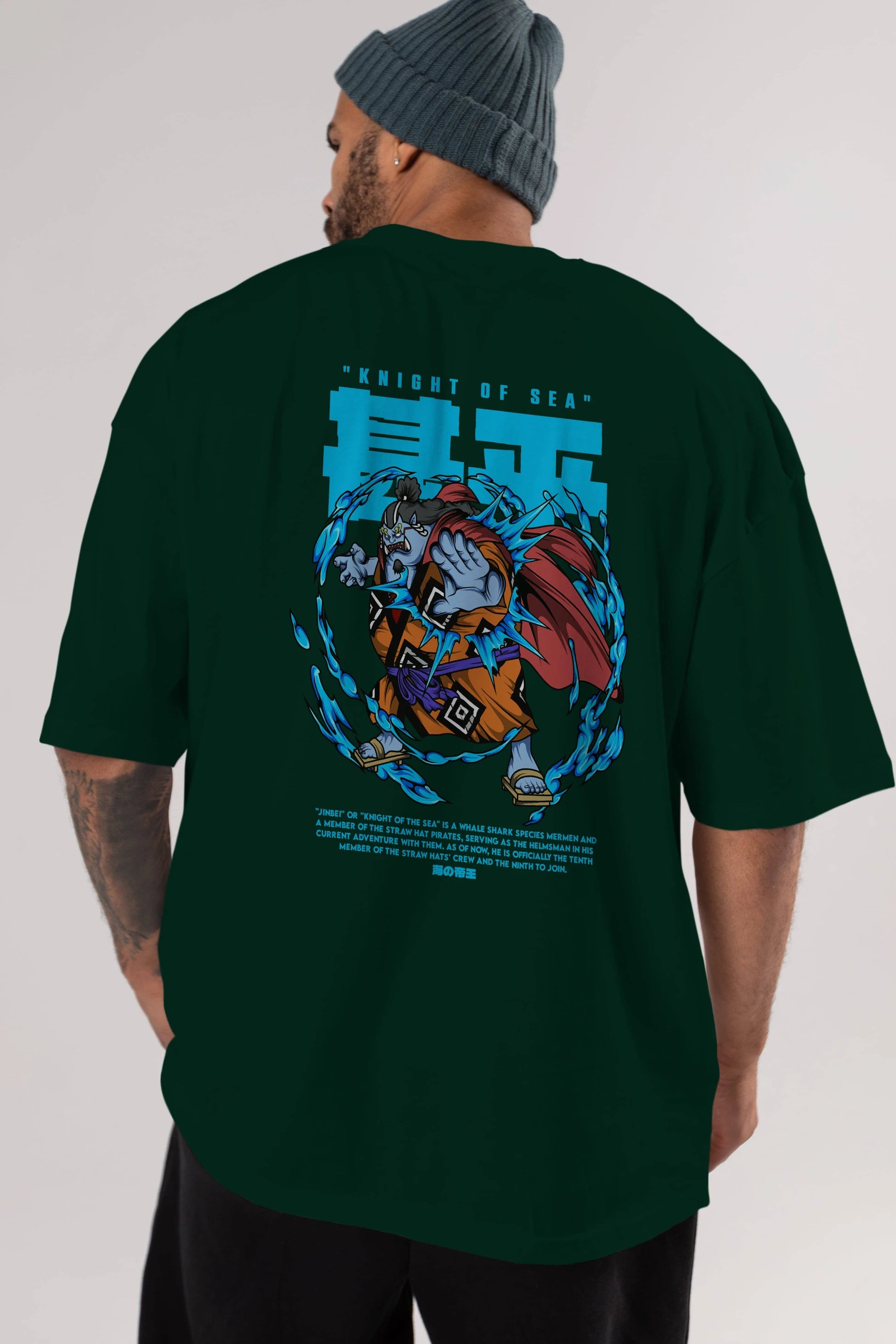 Jinbei Anime Arka Baskılı Oversize t-shirt Erkek Kadın Unisex