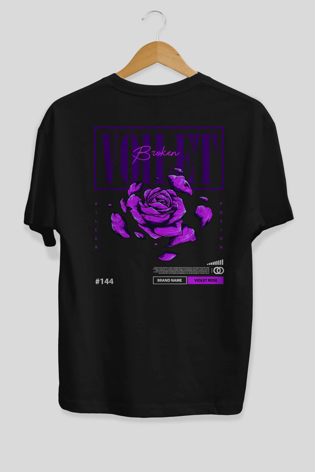 Voilet Broken Arka Baskılı Oversize t-shirt Erkek Kadın Unisex