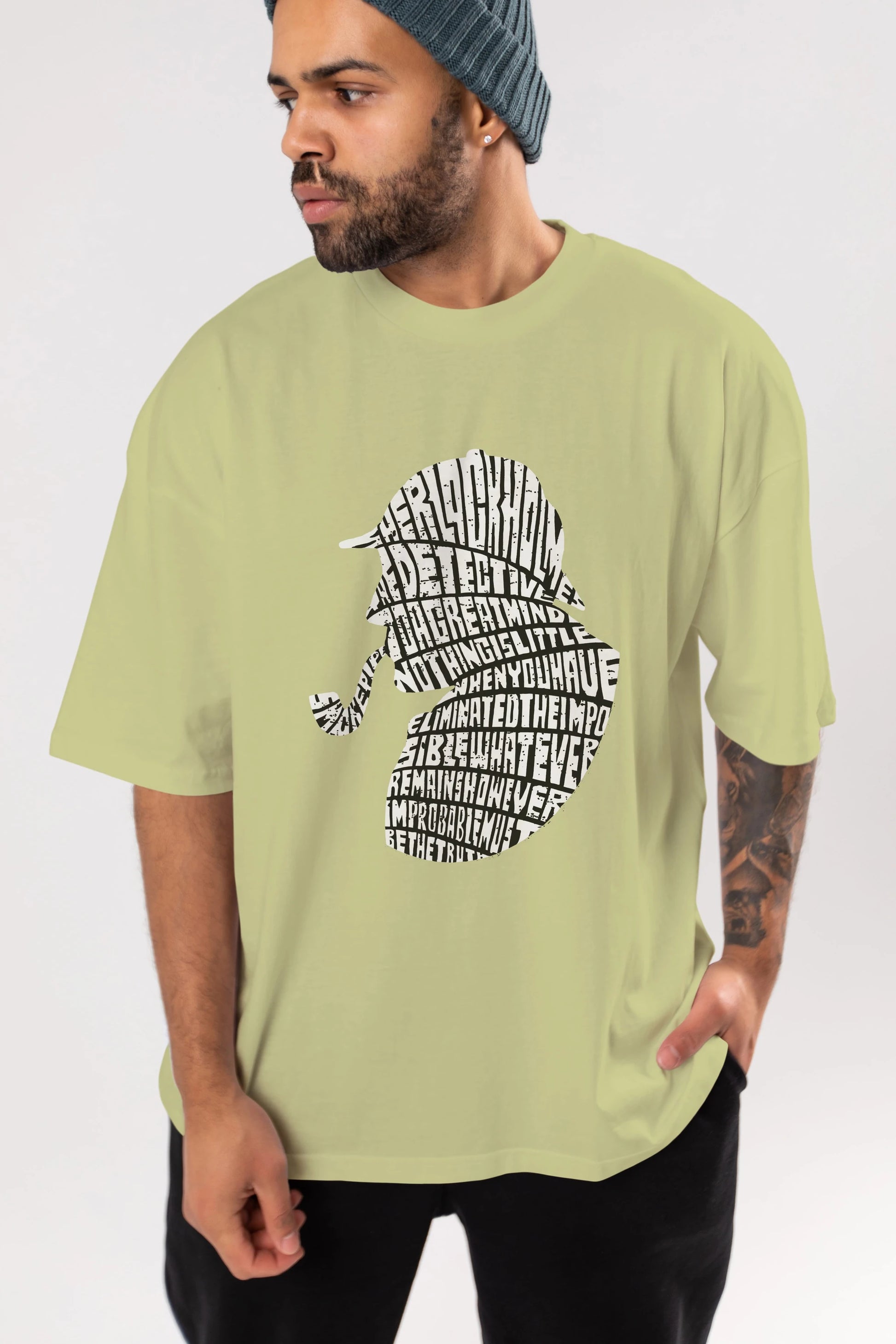 Holmes Ön Baskılı Oversize t-shirt %100 pamuk Erkek Kadın Unisex