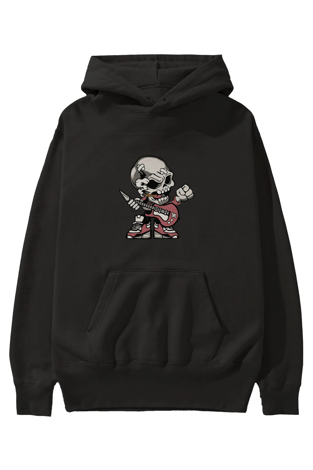 Skull Rockstar Ön Baskılı Hoodie Oversize Kapüşonlu Sweatshirt Erkek Kadın Unisex