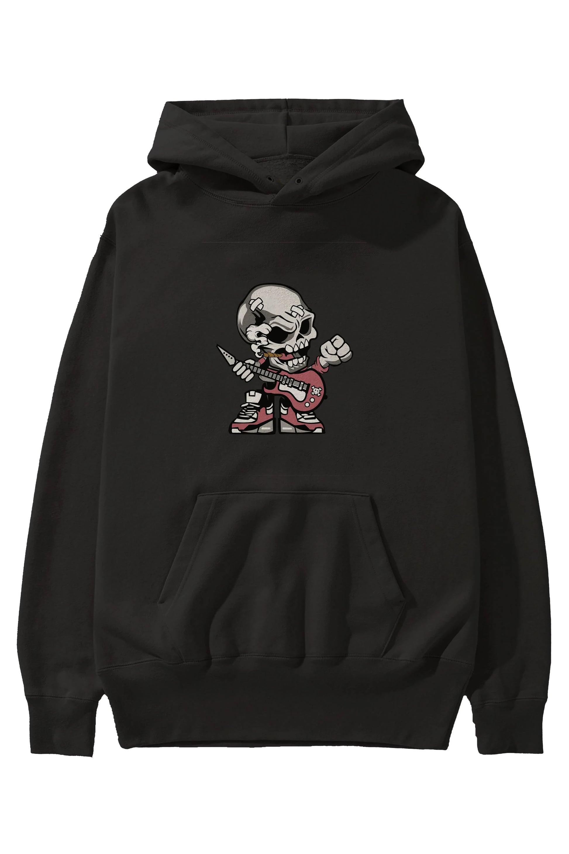 Skull Rockstar Ön Baskılı Hoodie Oversize Kapüşonlu Sweatshirt Erkek Kadın Unisex