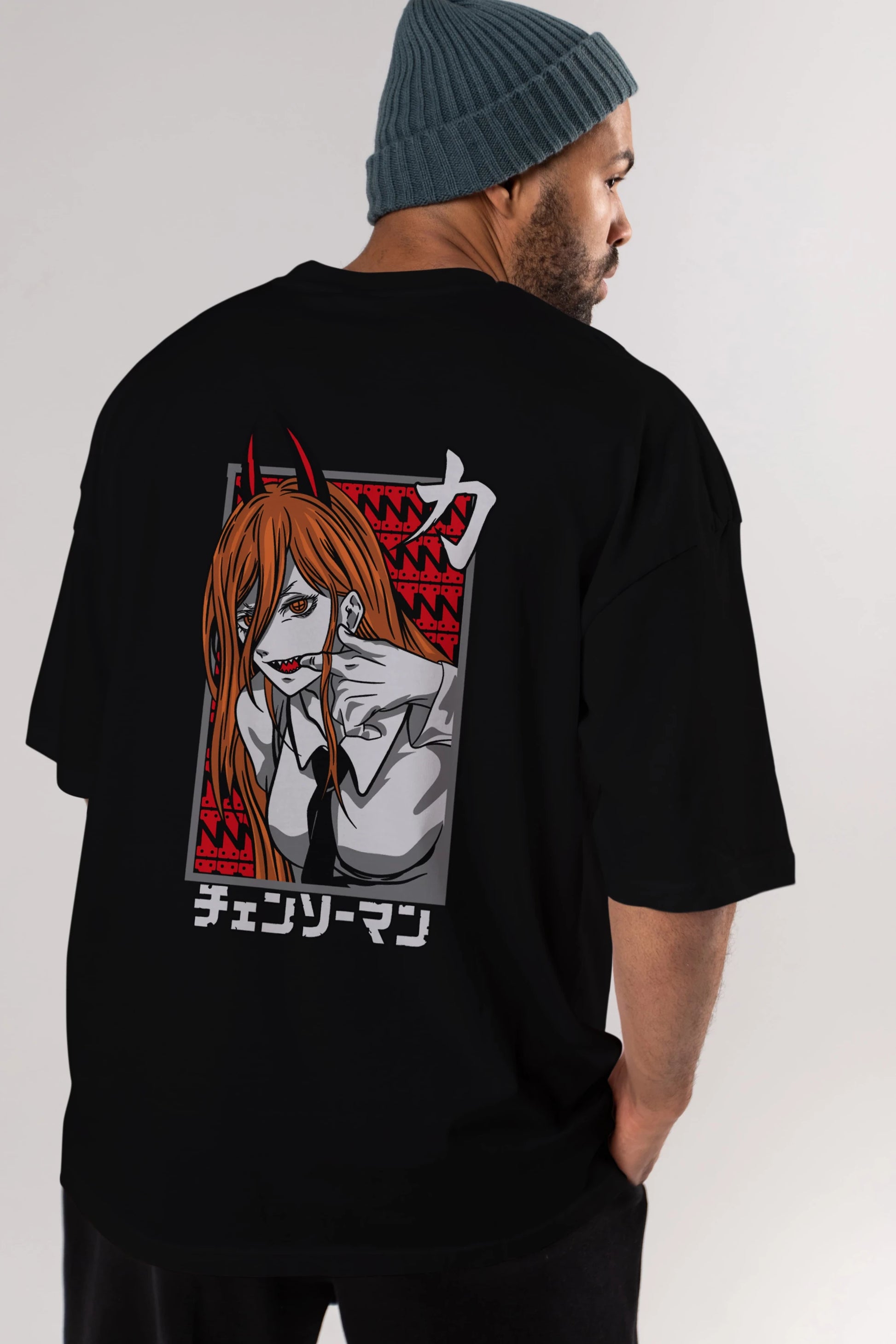 CHAINSAWMAN POWER Anime Arka Baskılı Oversize t-shirt Erkek Kadın Unisex