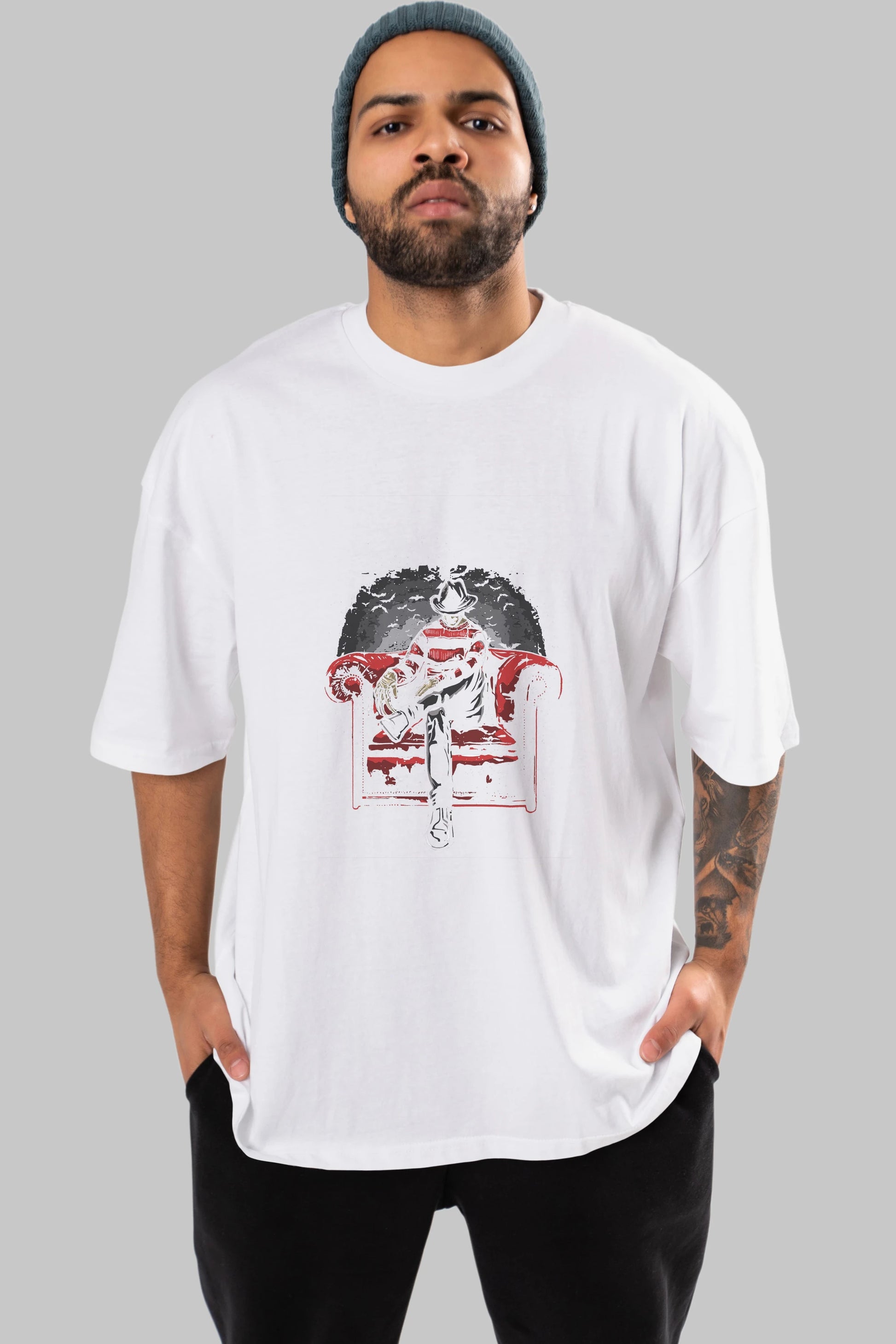 Nightmare Side Ön Baskılı Oversize t-shirt Erkek Kadın Unisex %100 Pamuk tişort
