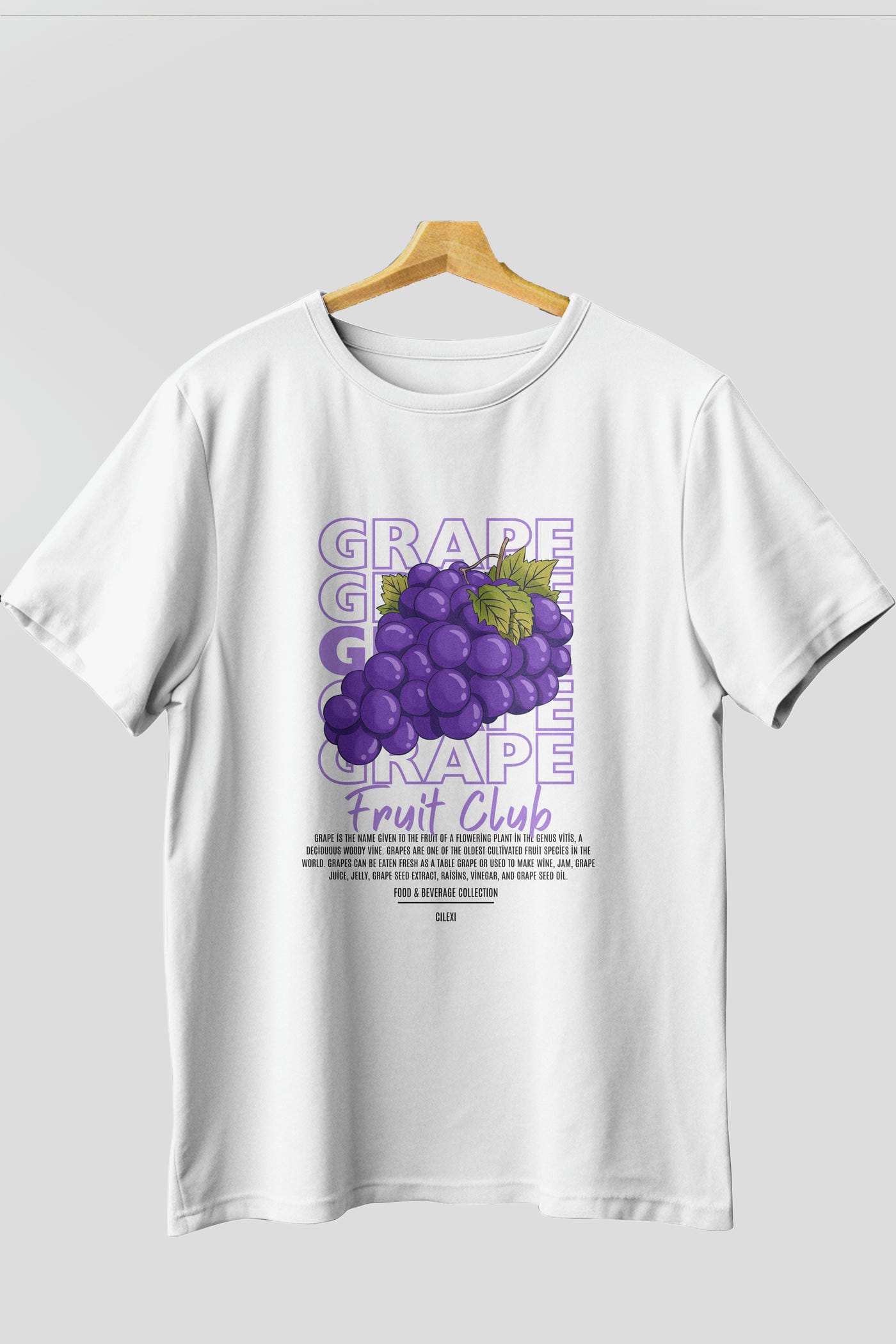 Grape Ön Baskılı Oversize t-shirt Erkek Kadın Pamuk Bisiklet Yaka tişort