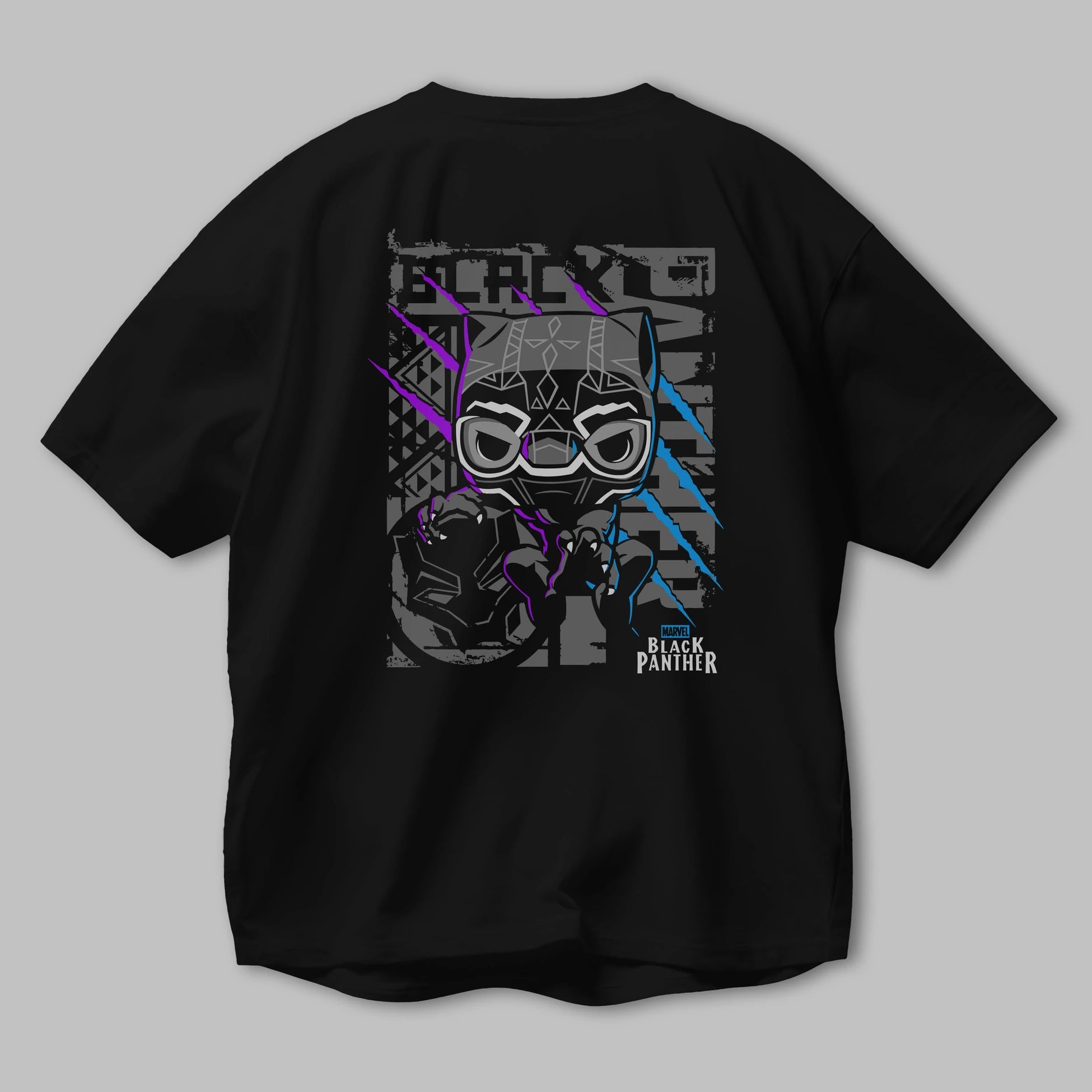 Black Panther Arka Baskılı Oversize t-shirt Erkek Kadın Unisex %100 Pamuk Bisiklet Yaka tişort