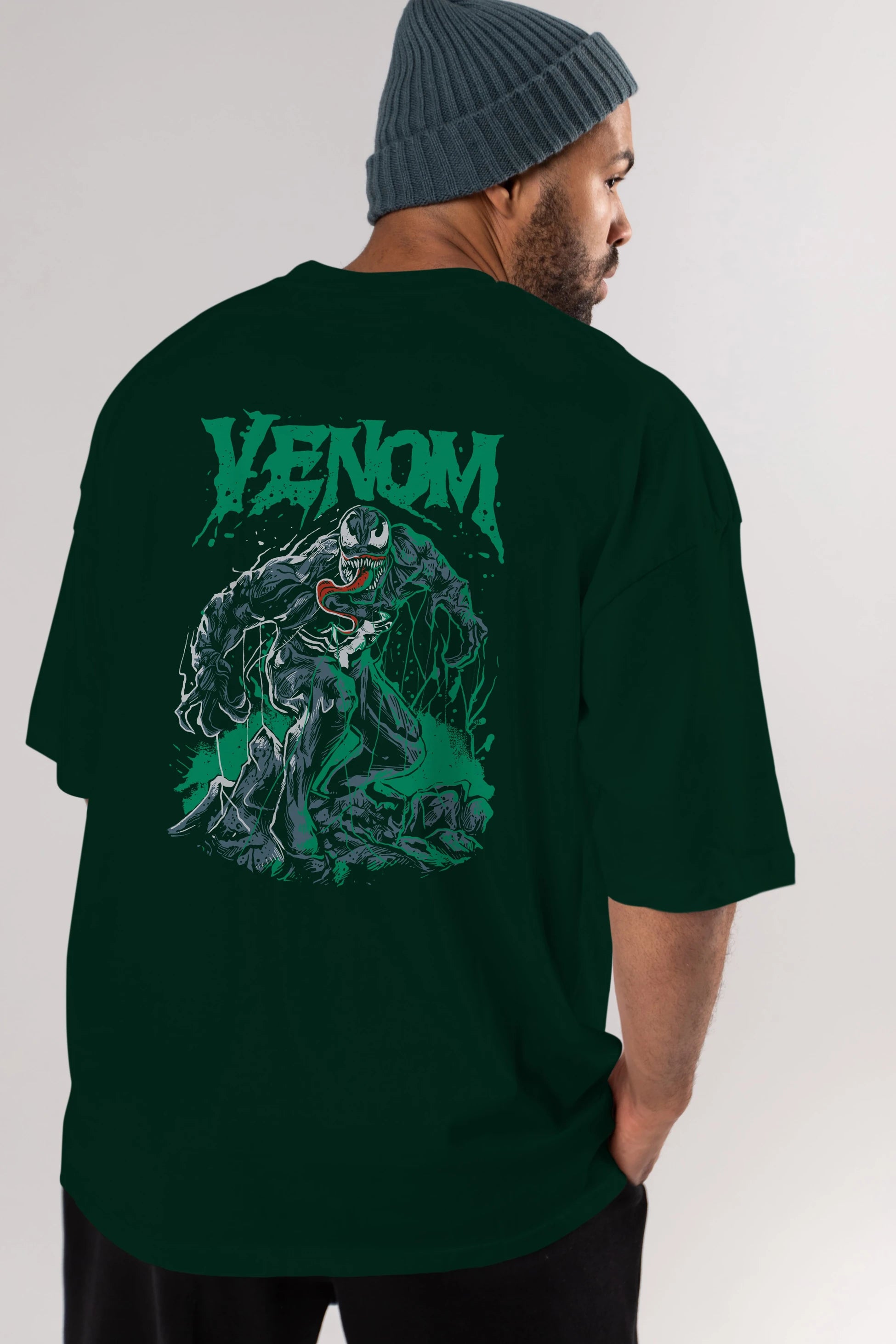 Venom (3) Arka Baskılı Oversize t-shirt Erkek Kadın Unisex %100 Pamuk Bisiklet Yaka tişort