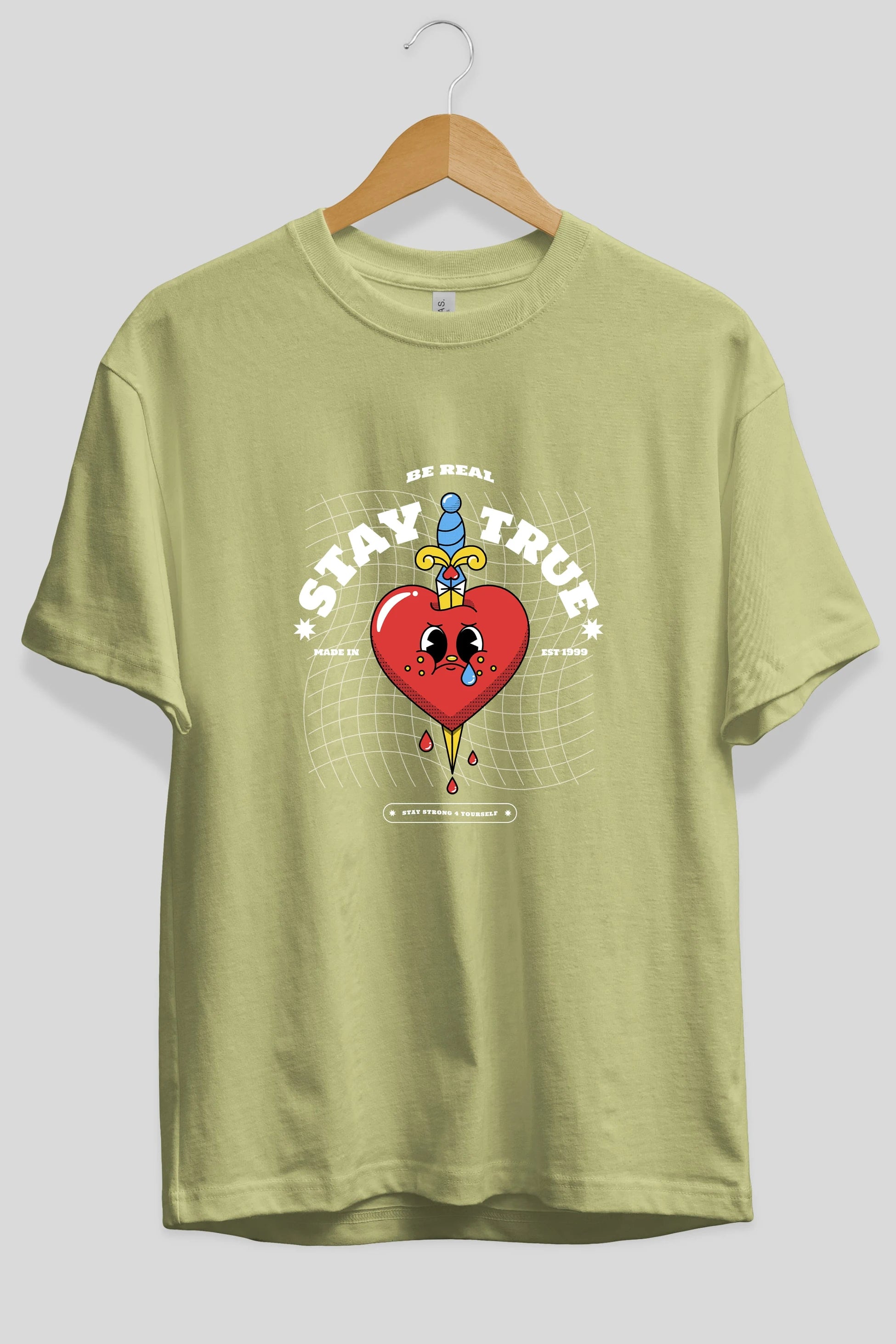 Stay True Ön Baskılı Oversize t-shirt Erkek Kadın Unisex