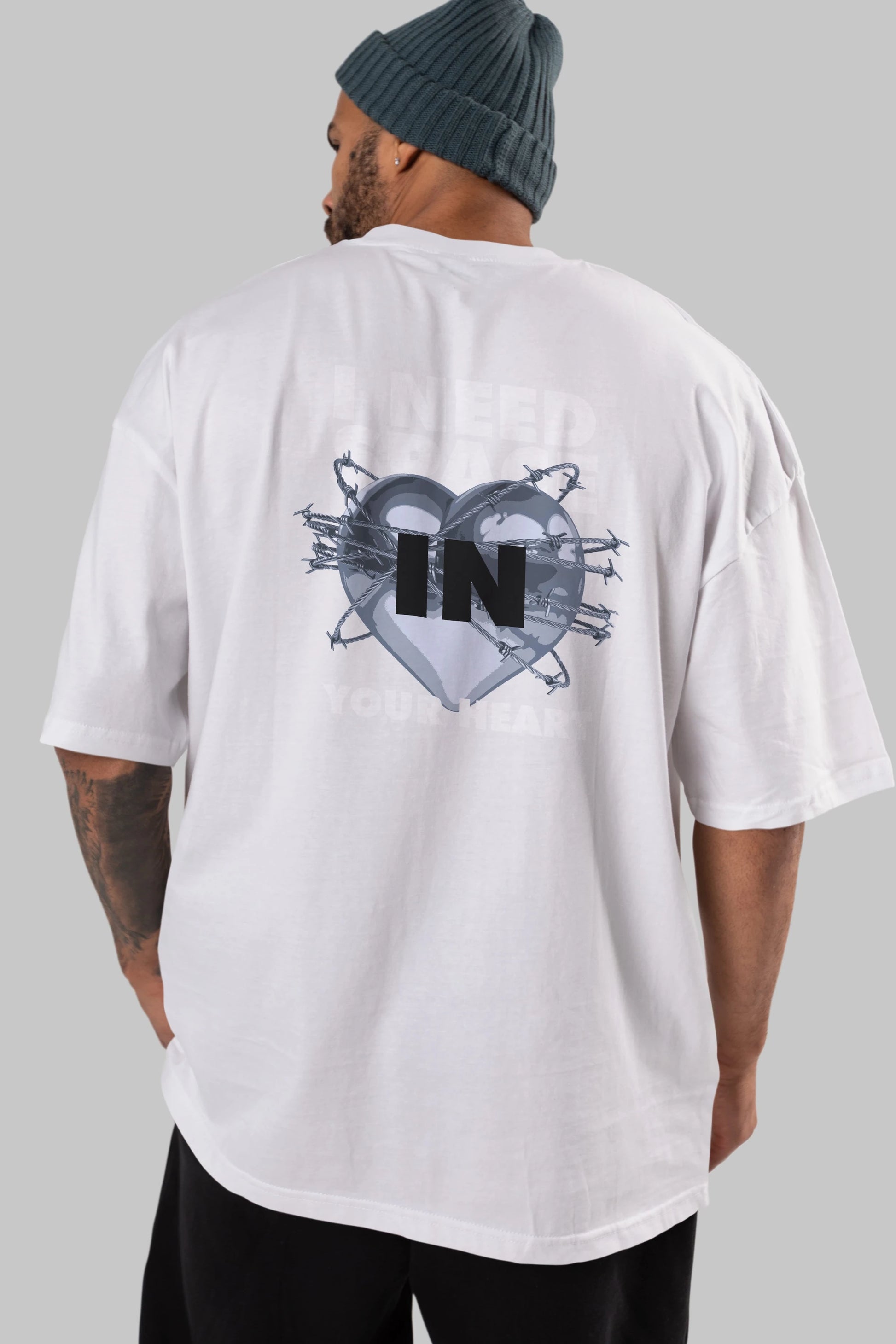 I Need Space Your Heart Arka Baskılı Oversize t-shirt Erkek Kadın Unisex
