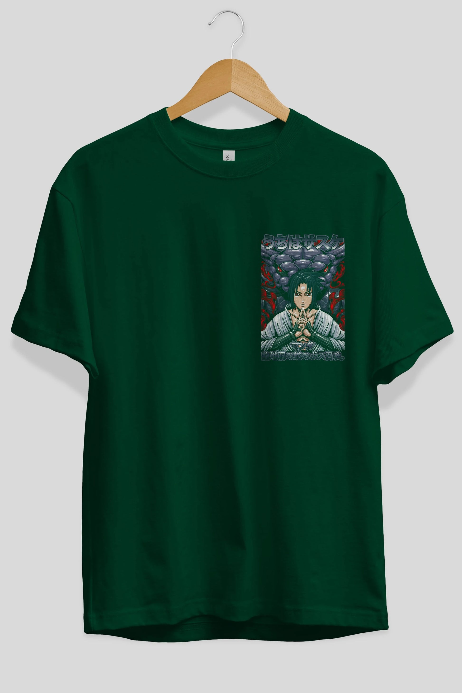 NARUTO SASUKE UCHIHA Ön Sol Baskılı Oversize t-shirt Erkek Kadın Unisex %100 Pamuk Bisiklet Yaka tişort