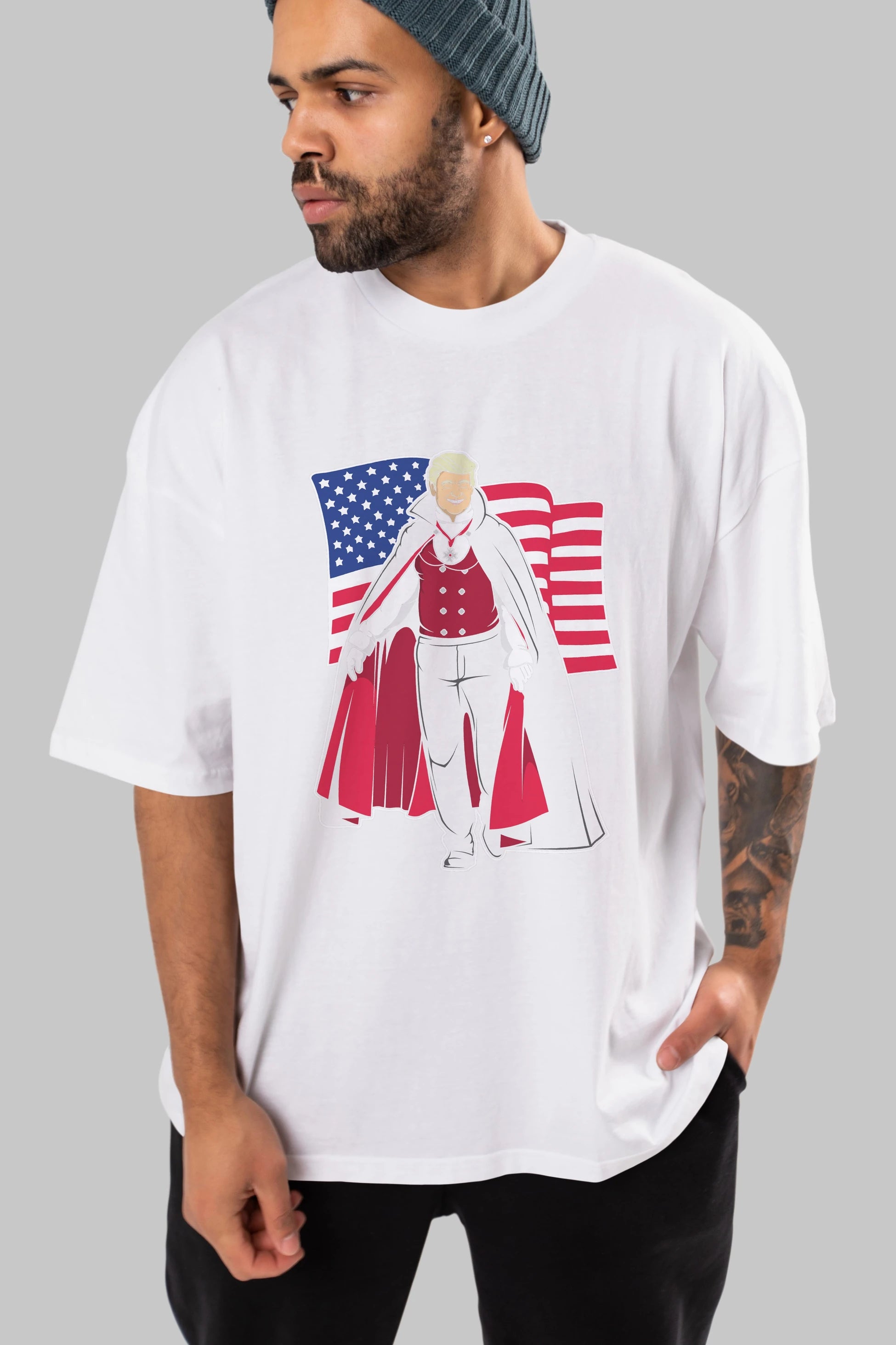 Trump Dracula Ön Baskılı Oversize t-shirt Erkek Kadın Unisex %100 Pamuk tişort