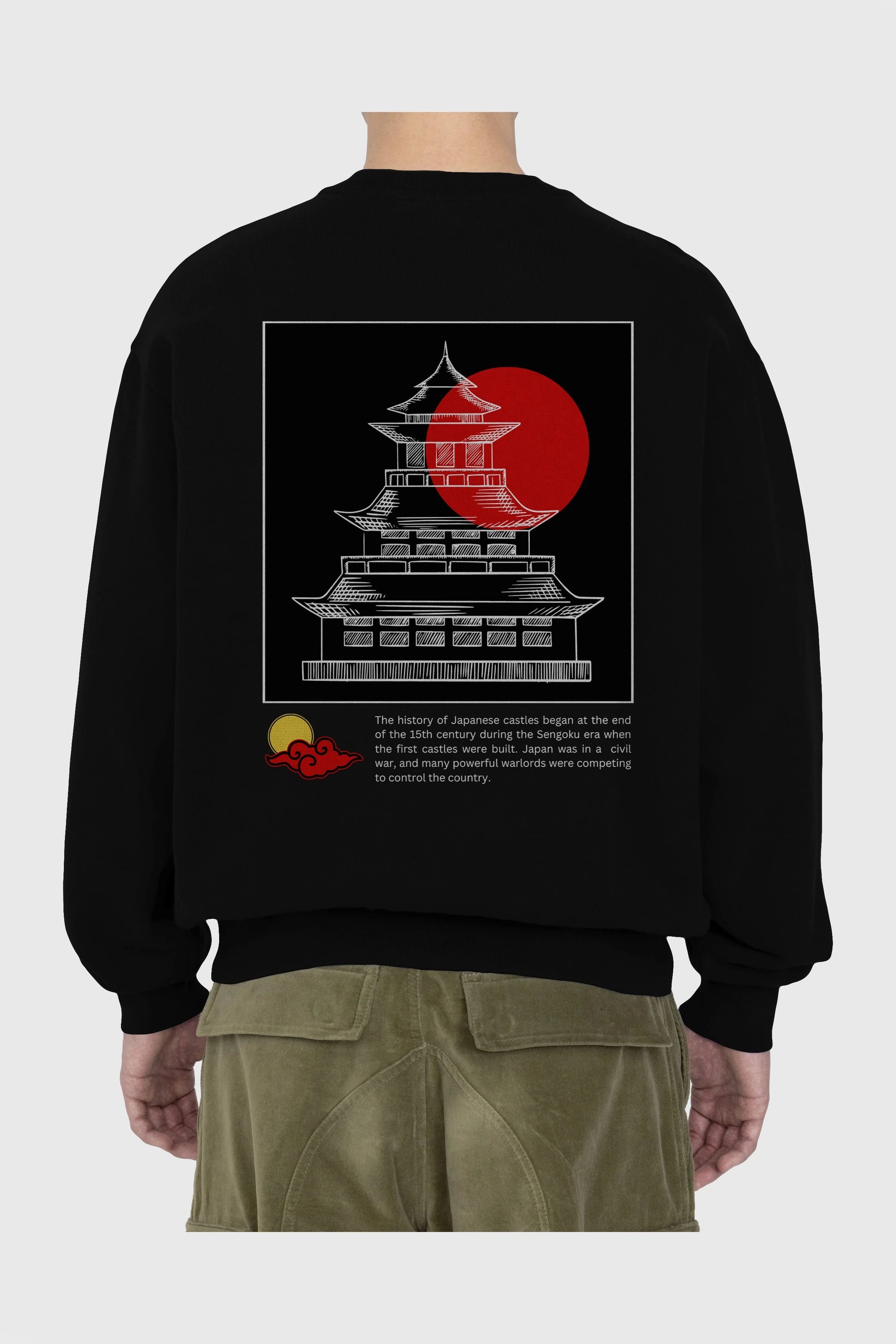 Retro Japanese Arka Baskılı Oversize Sweatshirt Erkek Kadın Unisex