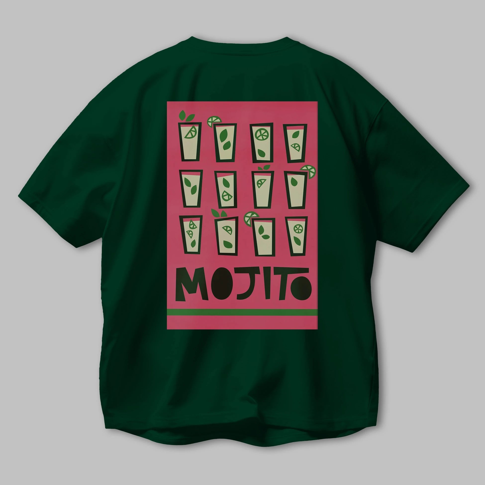 Mojito Arka Baskılı Oversize t-shirt Erkek Kadın Unisex %100 Pamuk Bisiklet Yaka tişort
