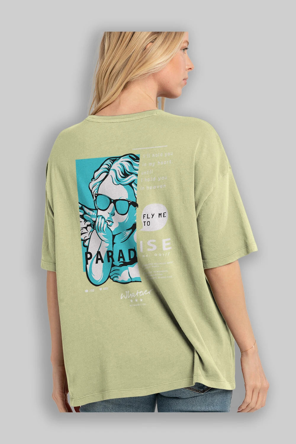 Paradise Fly to Me Arka Baskılı Oversize t-shirt Erkek Kadın Unisex
