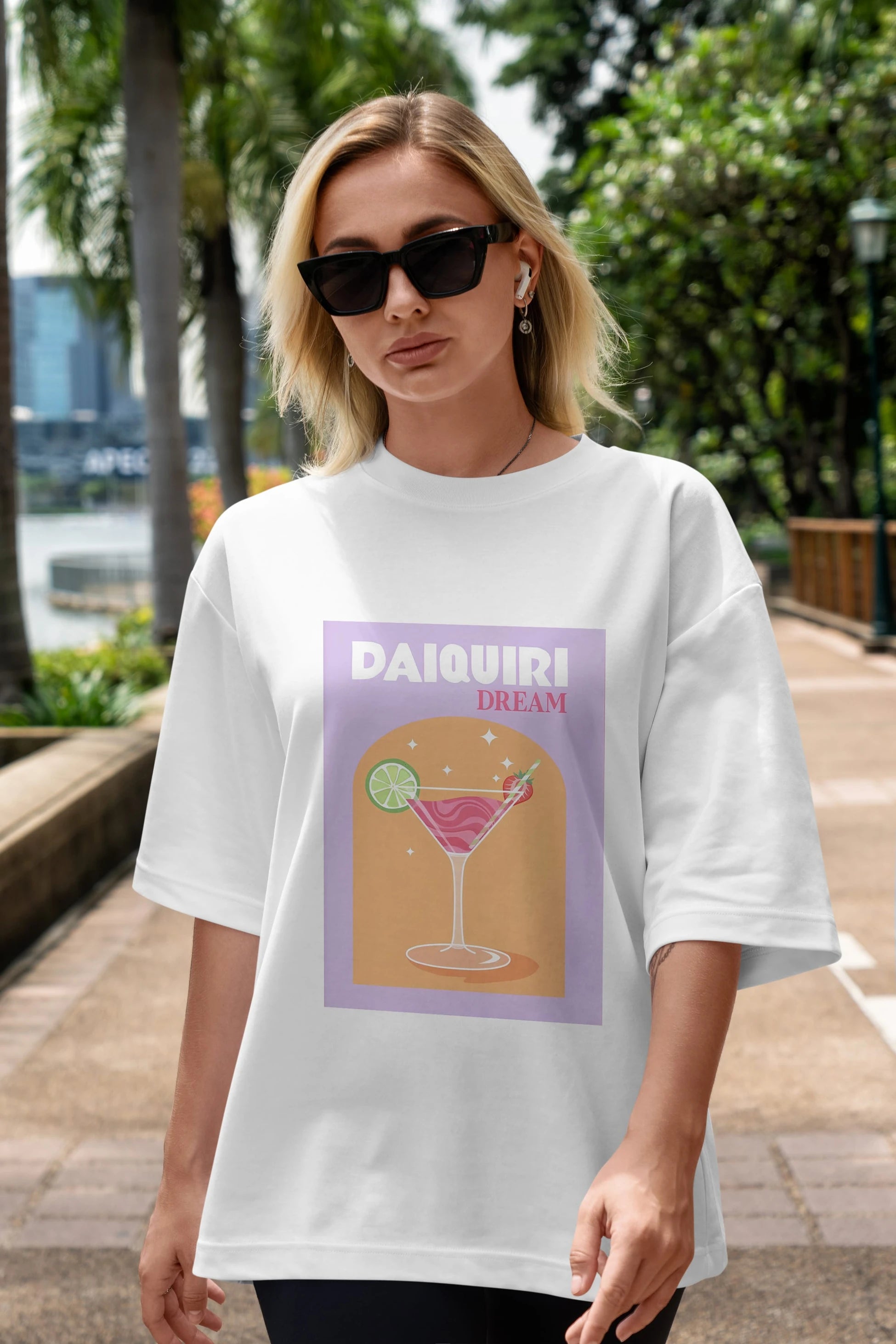 Daiquiri Dream Ön Baskılı Oversize t-shirt Erkek Kadın Unisex %100 Pamuk Bisiklet Yaka tişort