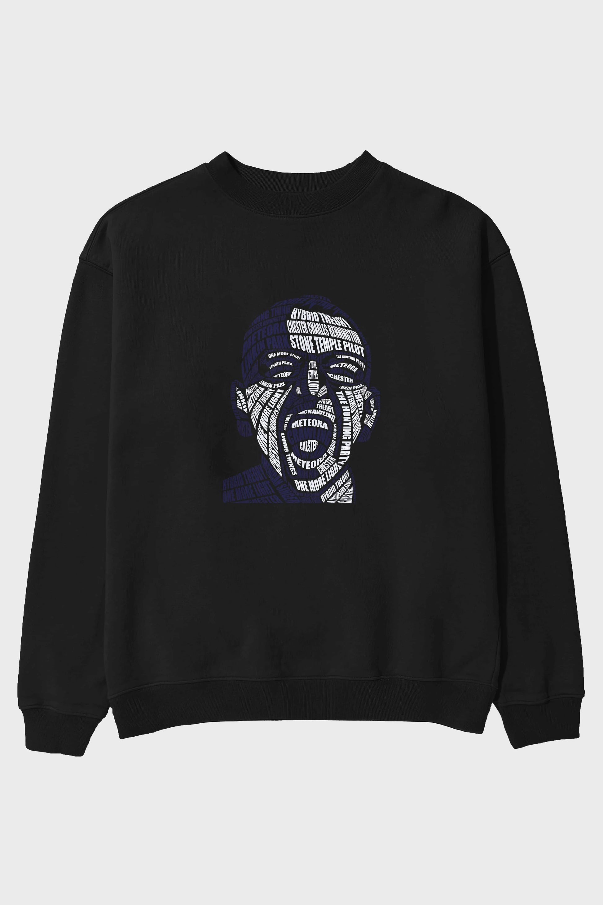 Chester Bennington Calligram Ön Baskılı Oversize Sweatshirt Erkek Kadın Unisex