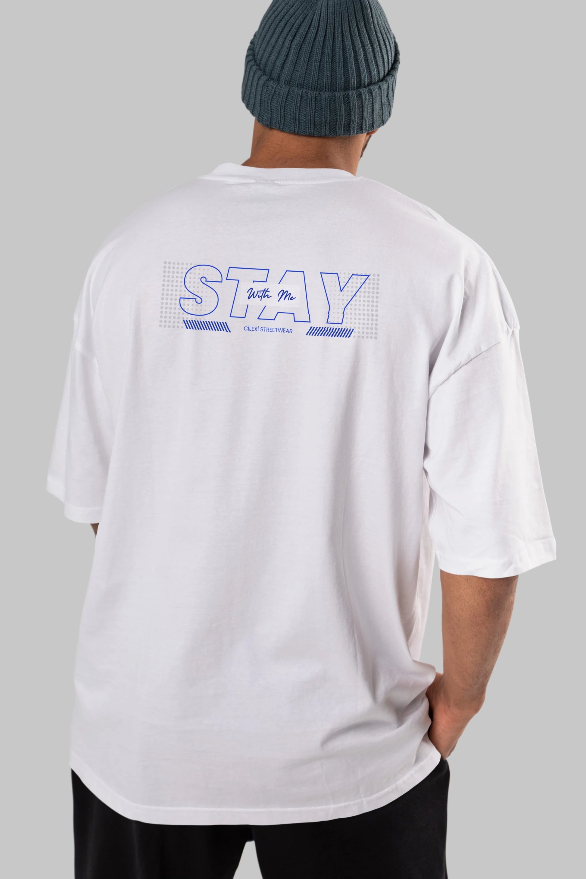 Stay with Me Yazılı Arka Baskılı Oversize t-shirt Erkek Kadın Unisex