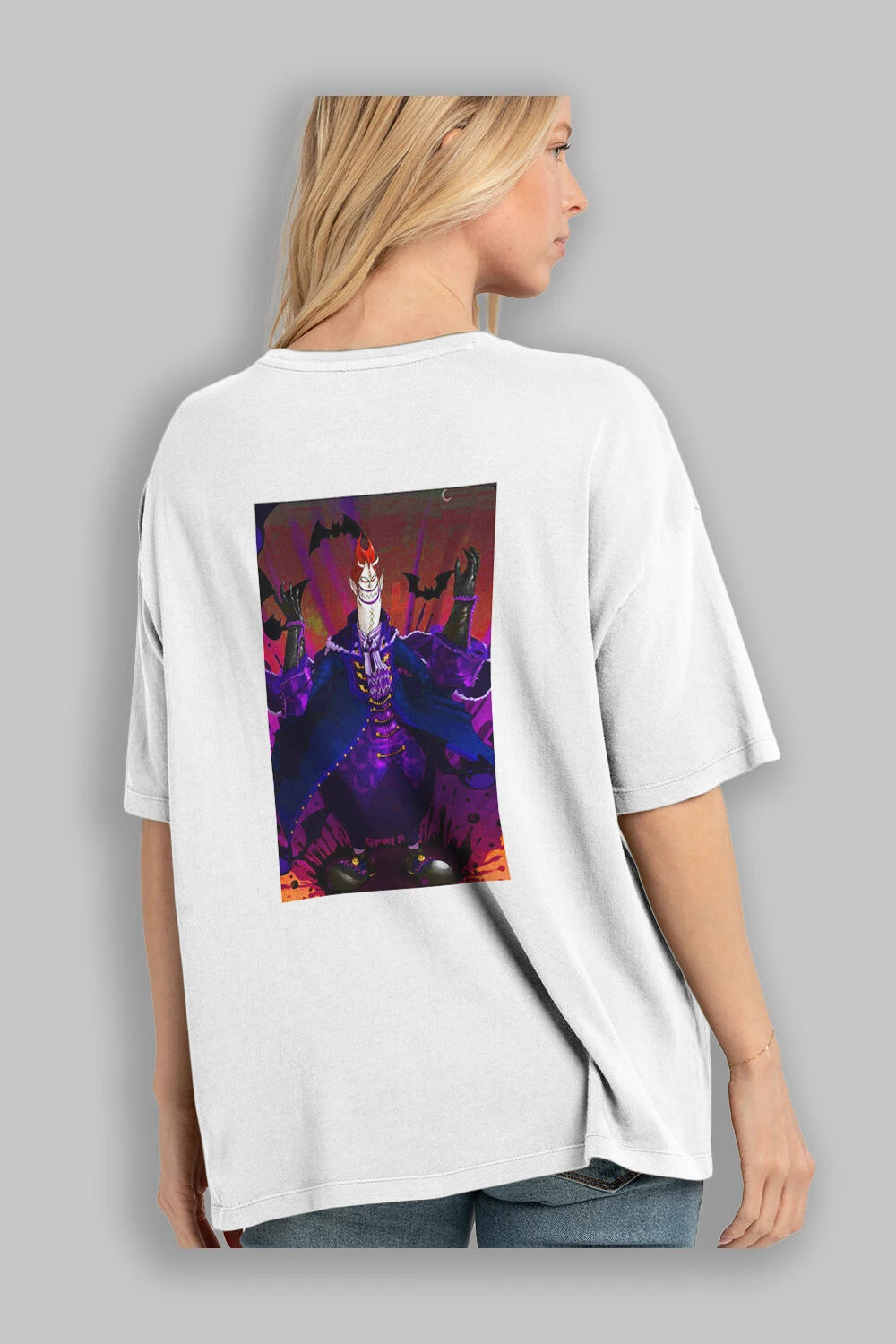 Gecko Moria Anime Arka Baskılı Oversize t-shirt Erkek Kadın Unisex %100 pamuk tişort