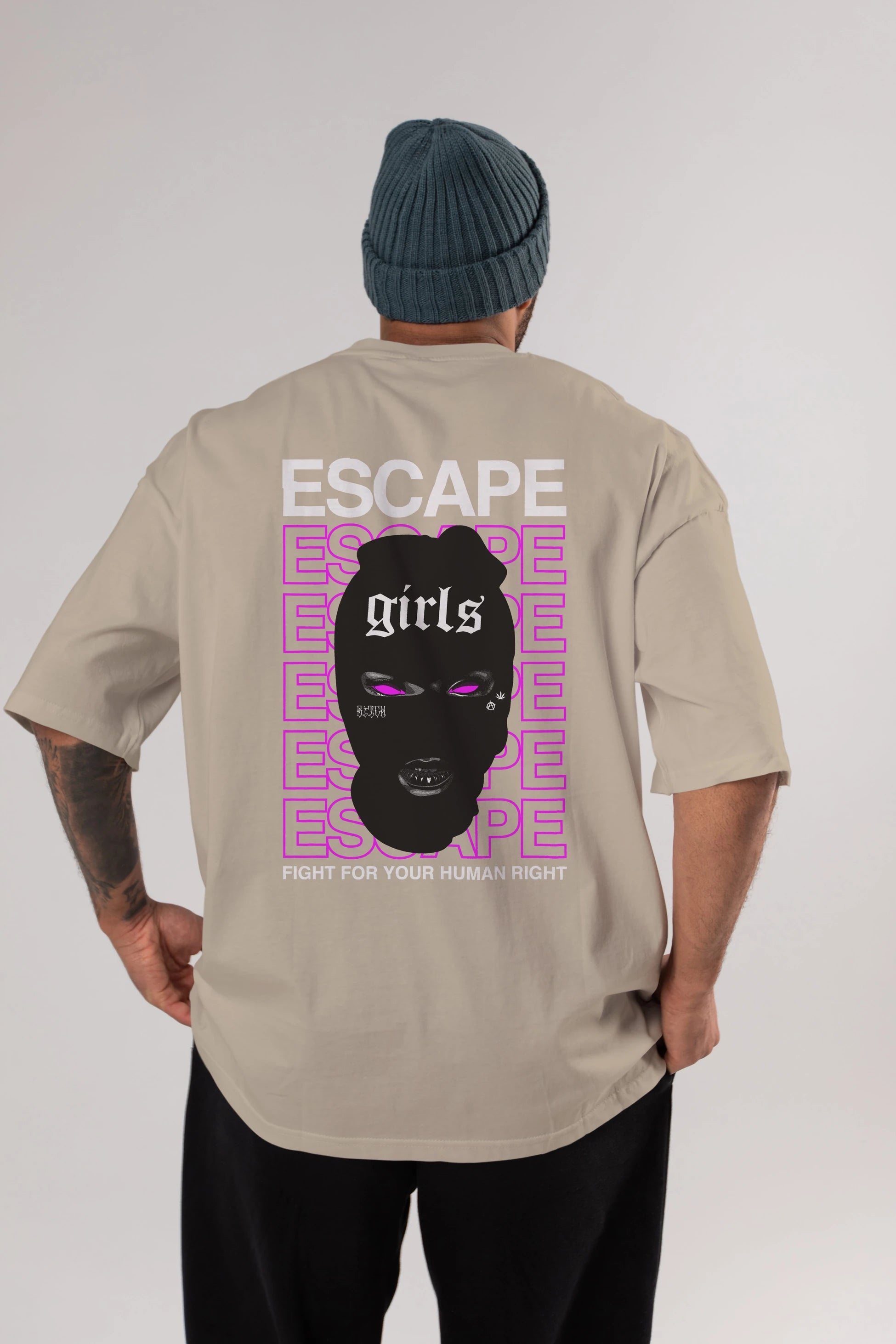 Escape Girl Arka Baskılı Oversize t-shirt Erkek Kadın Unisex